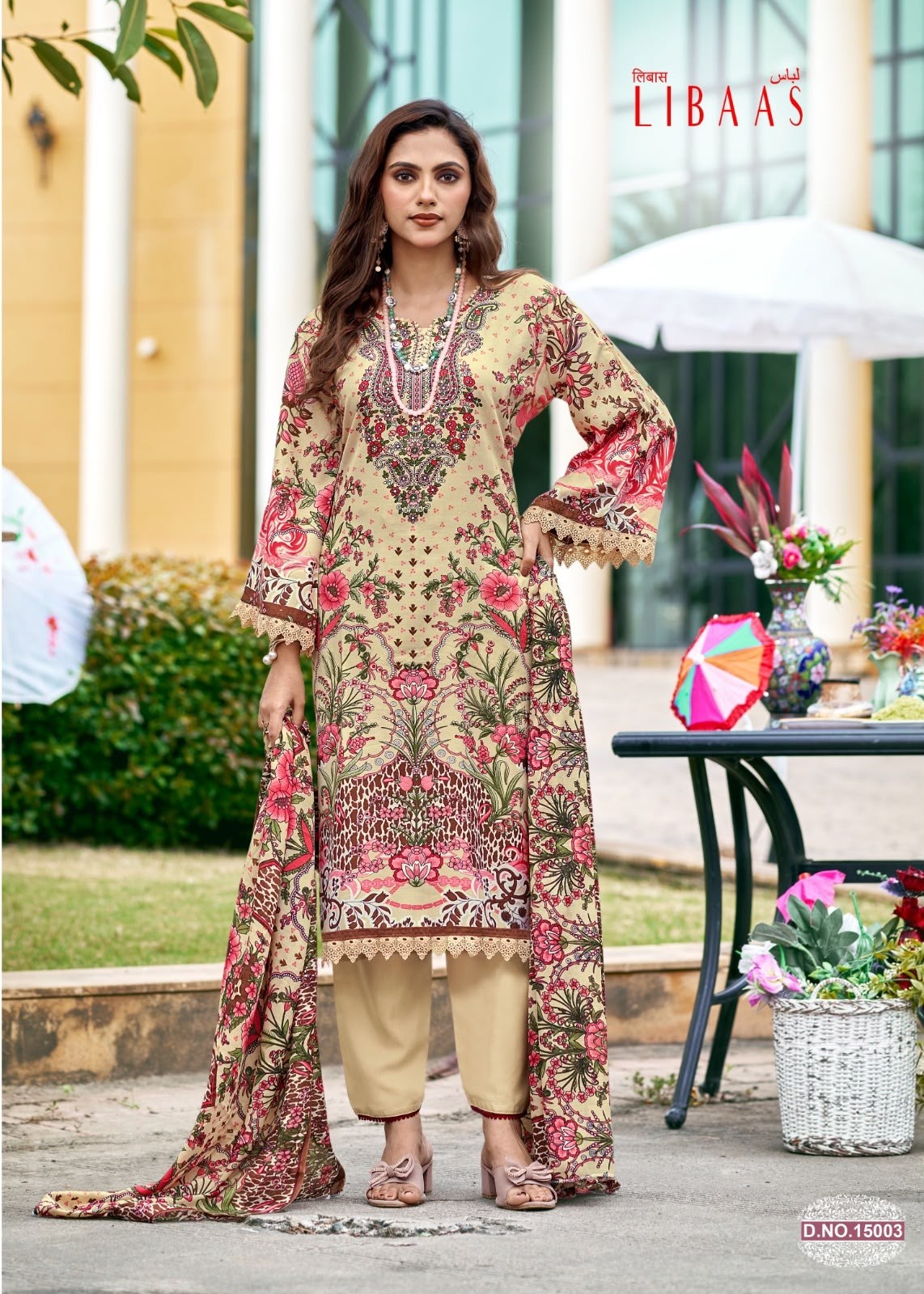 Shop FALAK INTERNATIONAL LIBAAS VOL-15 Karachi designer collection with Cotton Digital Print Top, Cotton Bottom and Cotton Maal Dupatta at ₹295 + GST.