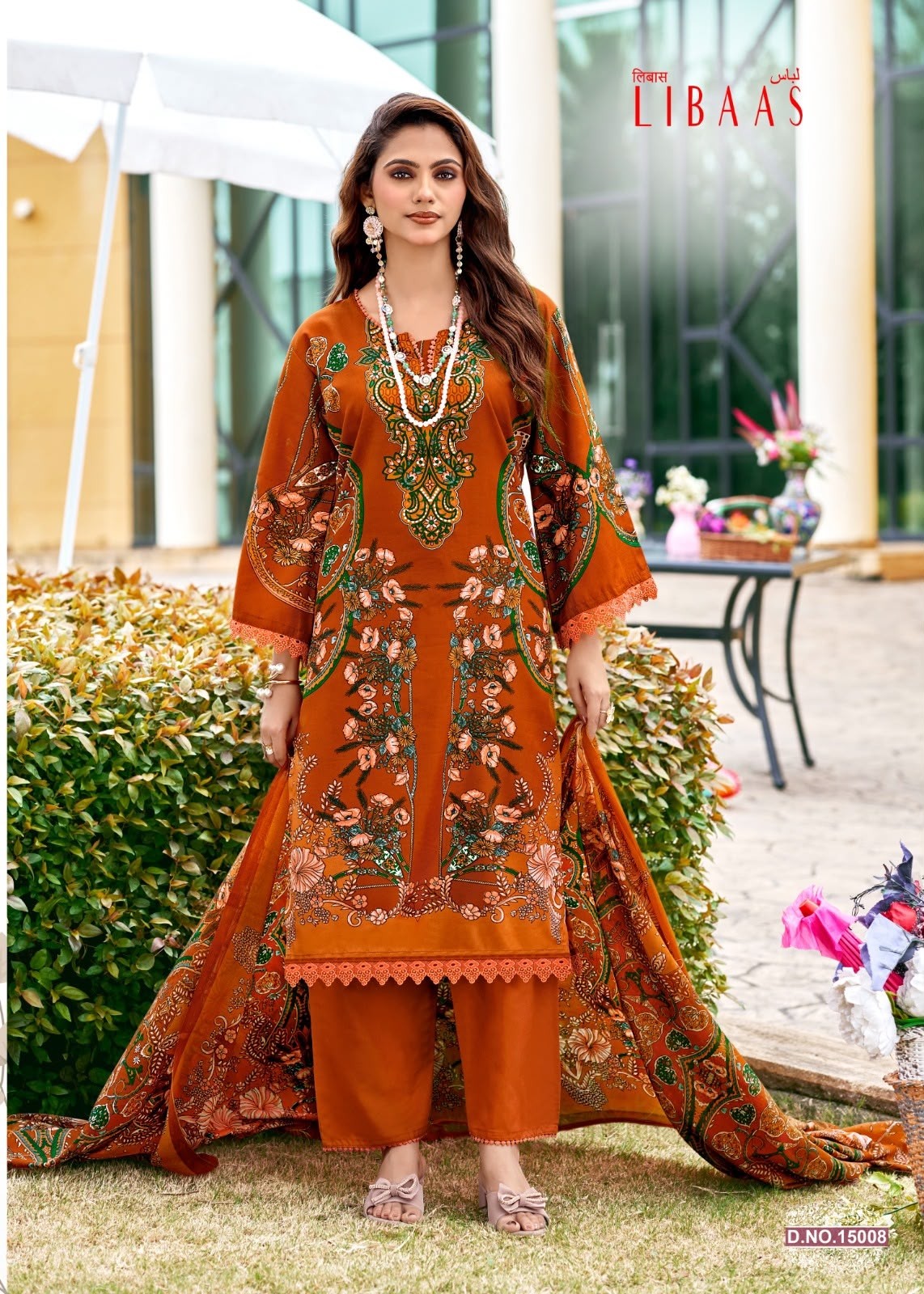 Shop FALAK INTERNATIONAL LIBAAS VOL-15 Karachi designer collection with Cotton Digital Print Top, Cotton Bottom and Cotton Maal Dupatta at ₹295 + GST.