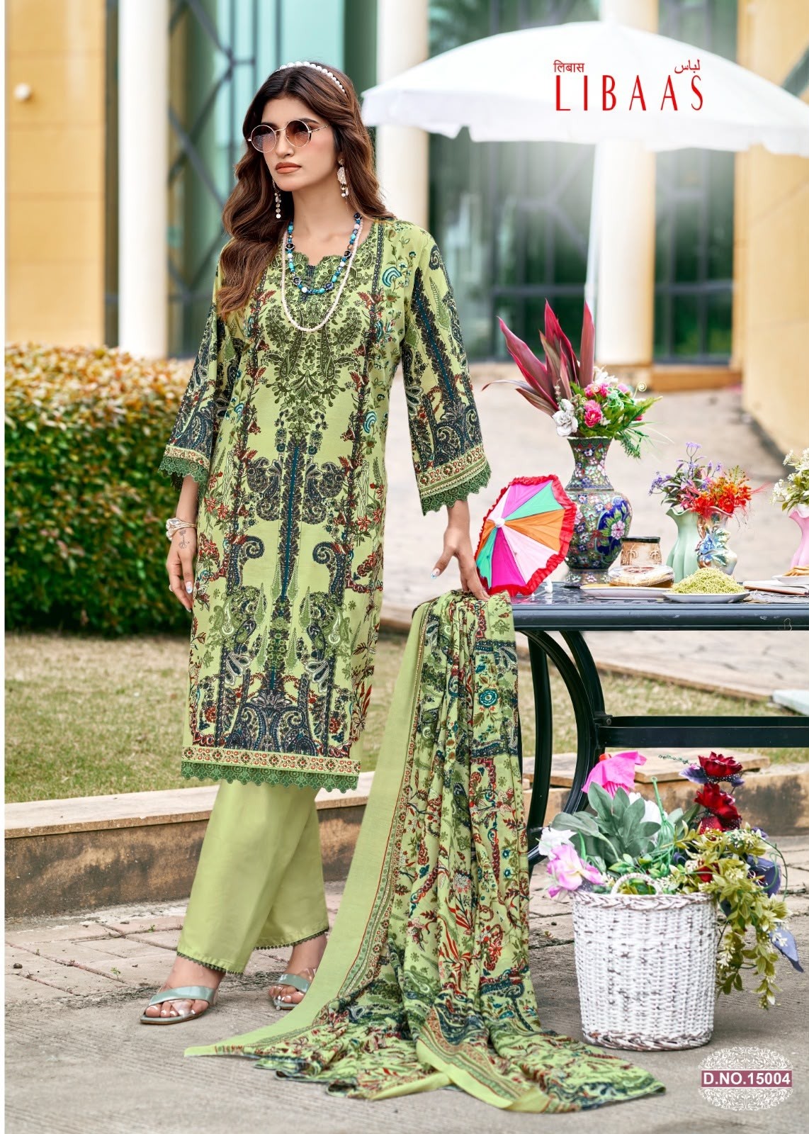 Shop FALAK INTERNATIONAL LIBAAS VOL-15 Karachi designer collection with Cotton Digital Print Top, Cotton Bottom and Cotton Maal Dupatta at ₹295 + GST.
