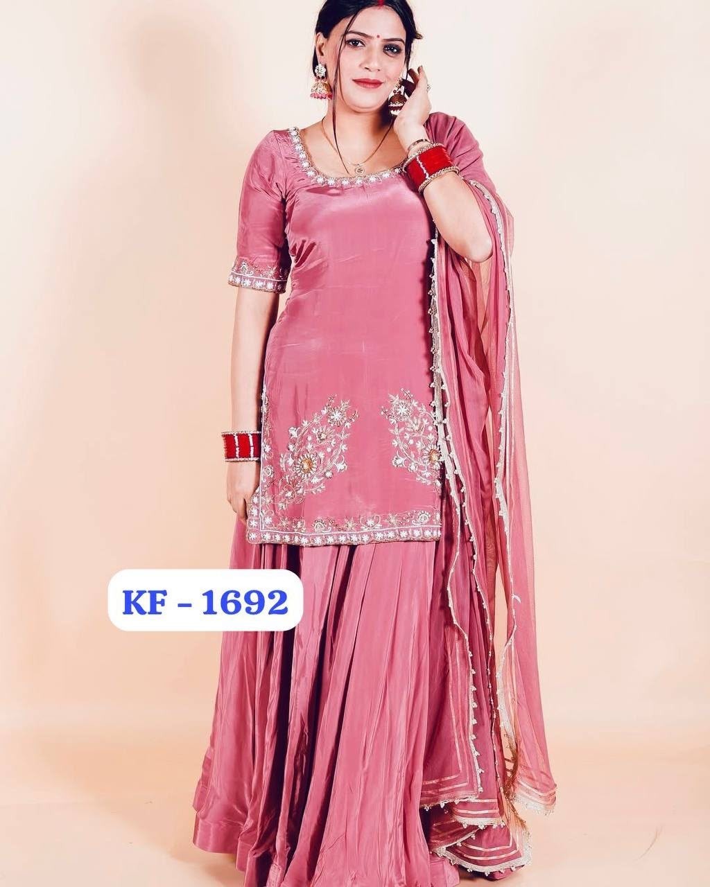 KF-1692 | Heavy Natural Crepe Designer Sharara Collection