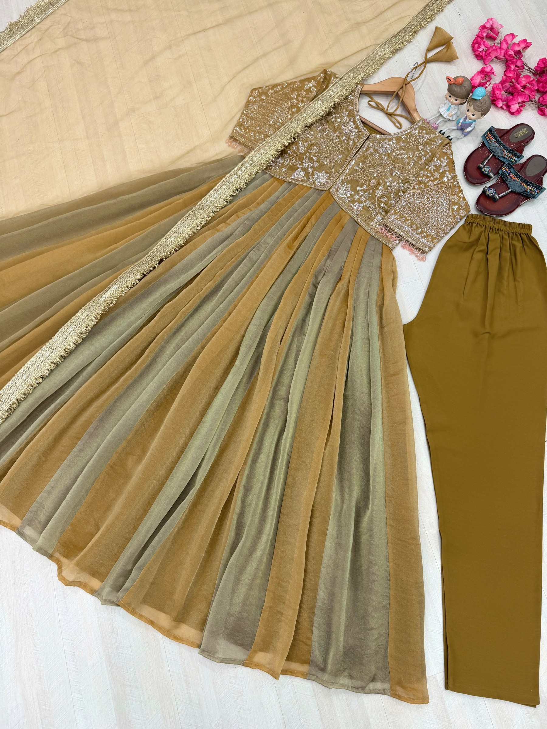 AD247 | Pure NC Moss Silk Designer Gown Collection