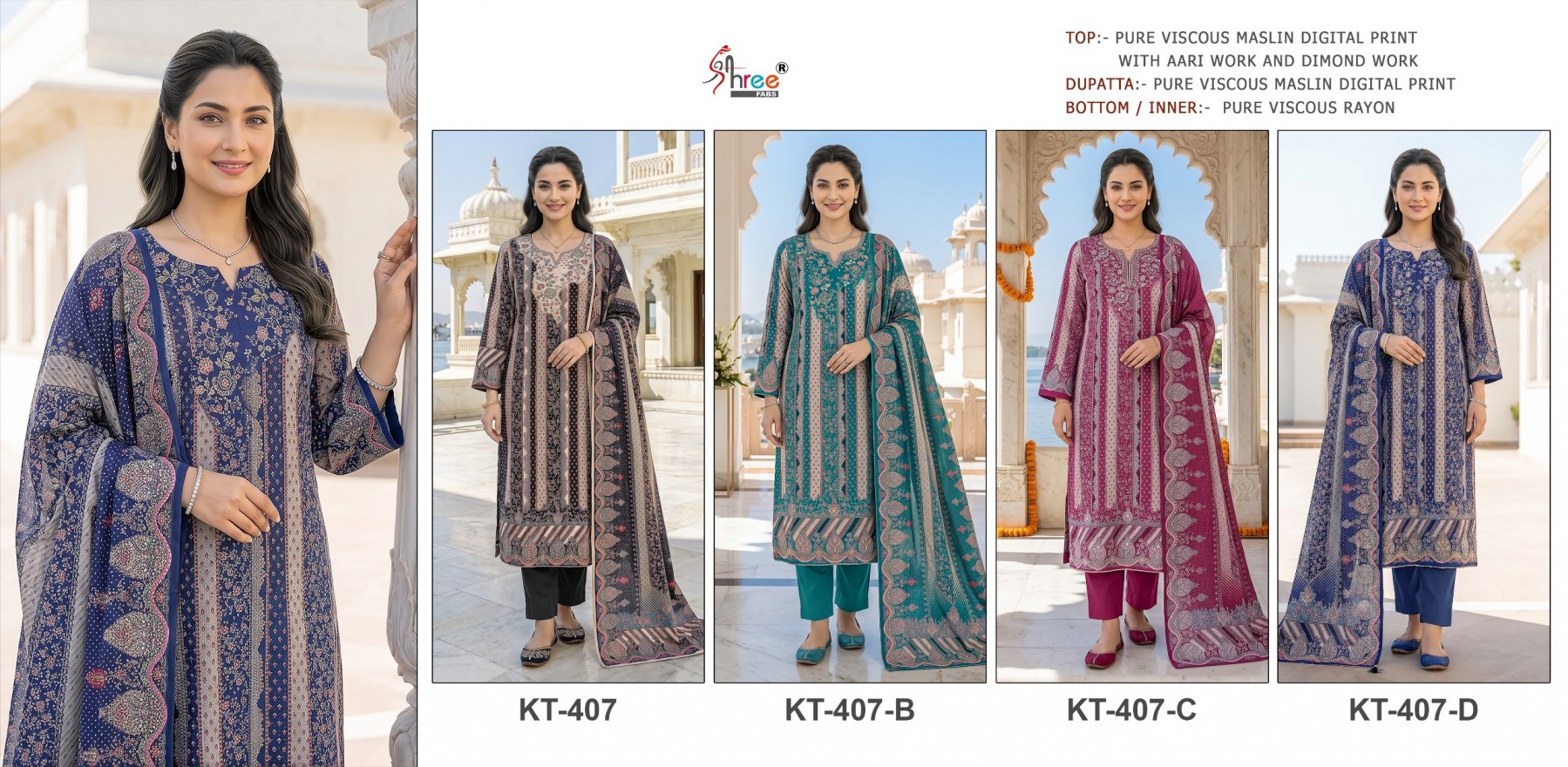 KT-407 | Pure Viscose Maslin Designer Collection