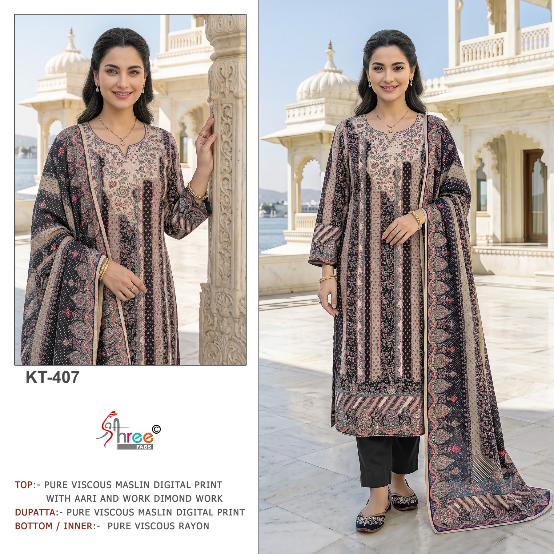KT-407 | Pure Viscose Maslin Designer Collection