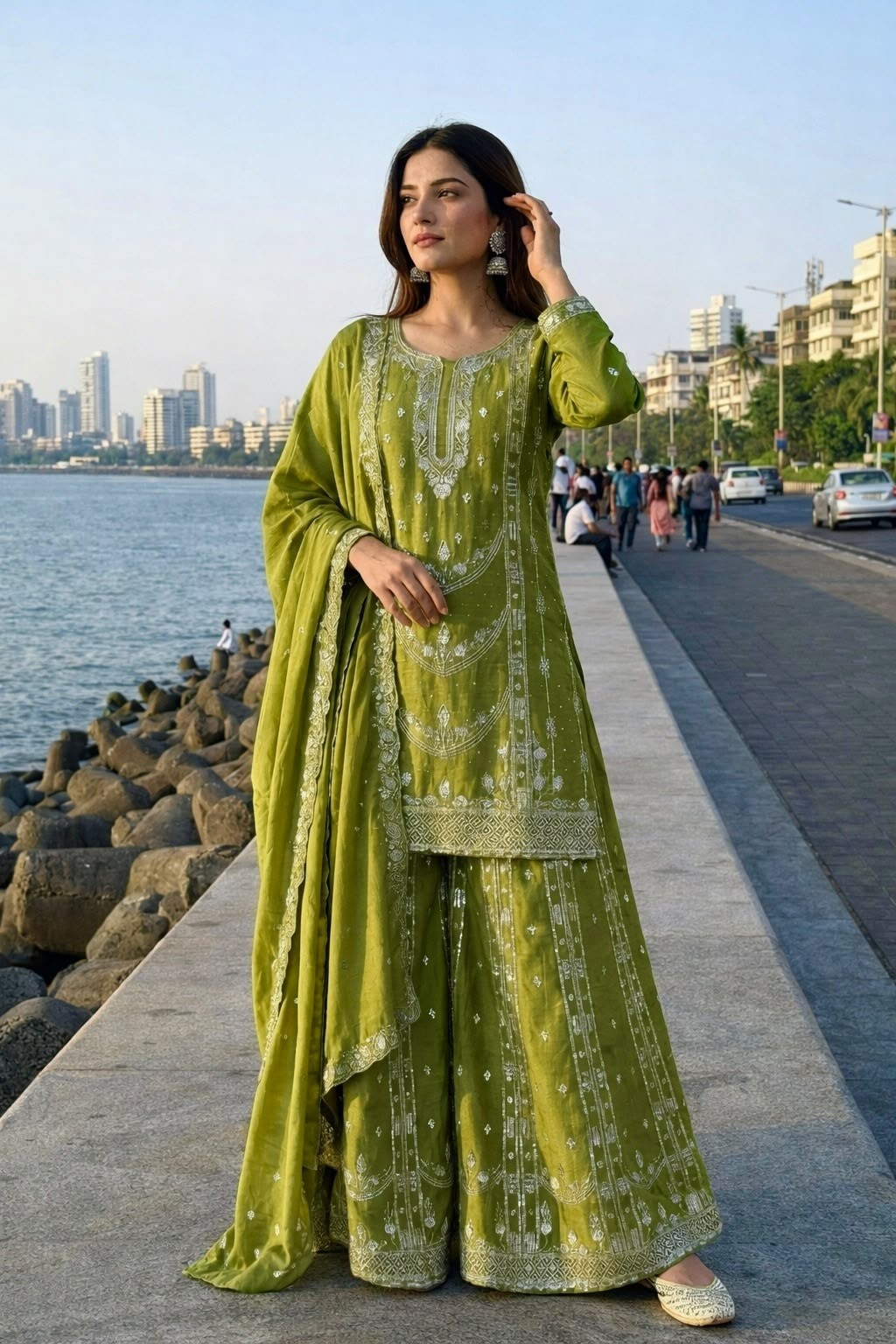 HK-1736 | Pure Jarman Chinon Silk Pakistani Collection