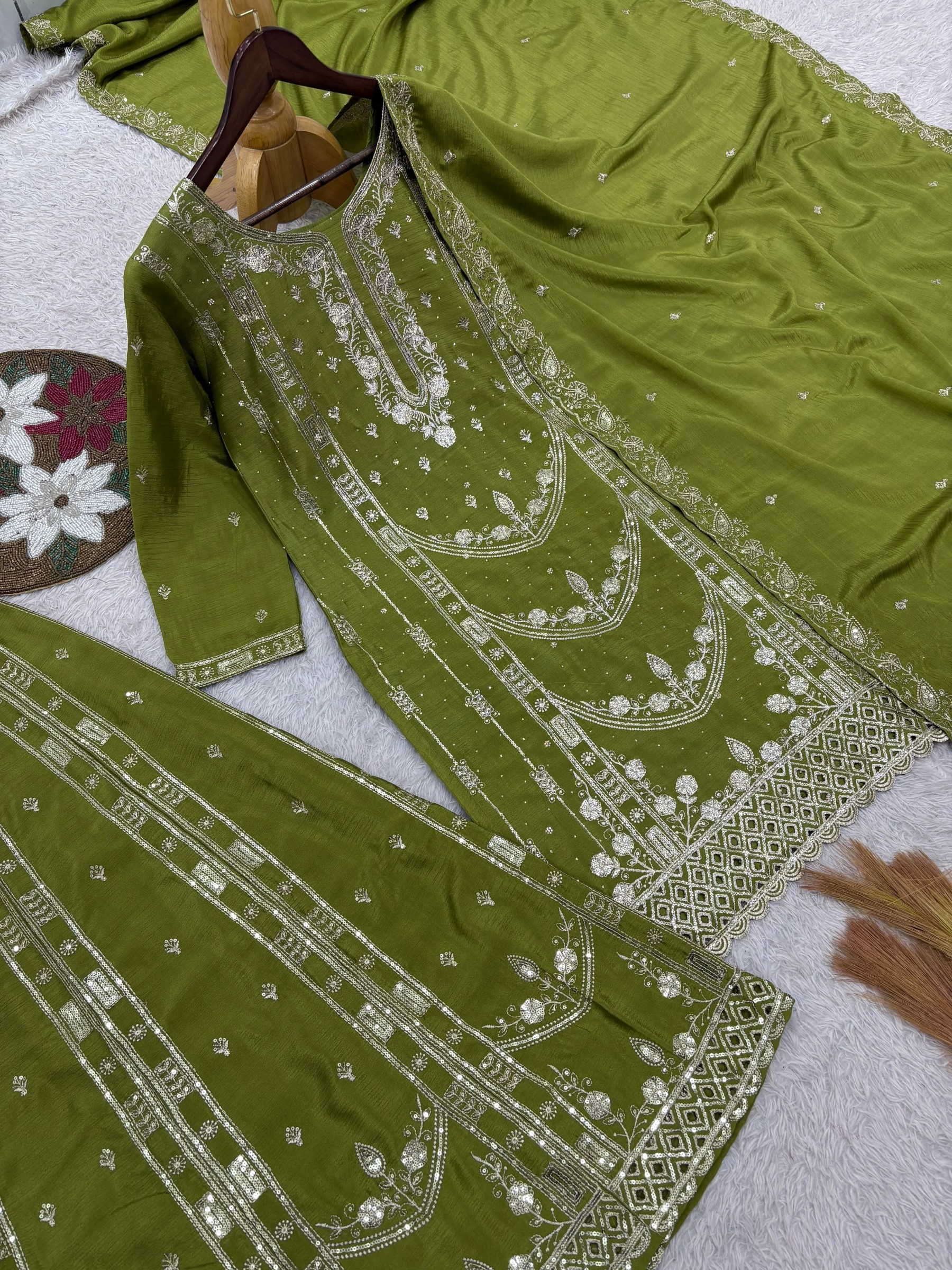 HK-1736 | Pure Jarman Chinon Silk Pakistani Collection