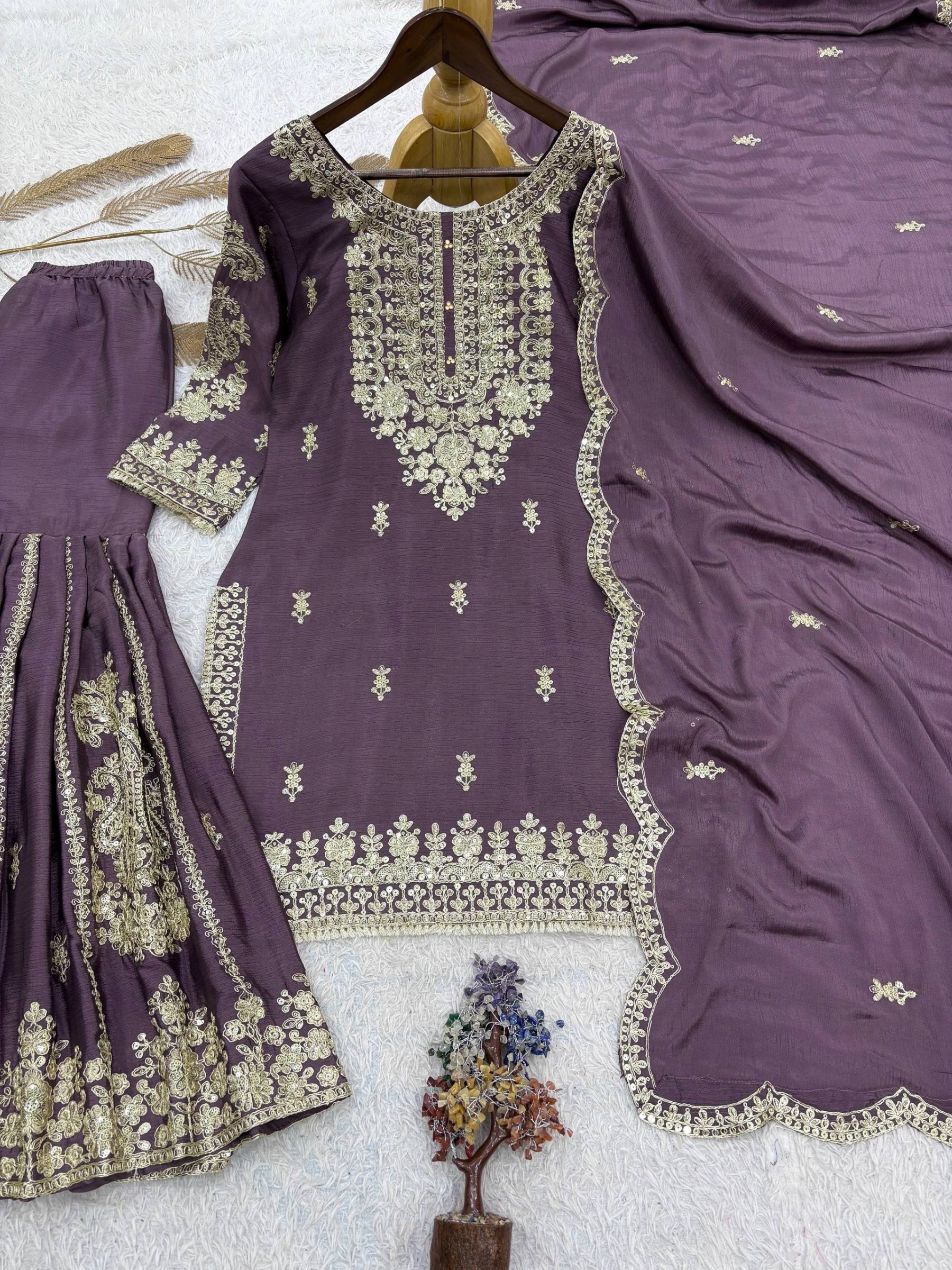 JD-644 | Pure German Chinnon Silk Designer Sharara Collection