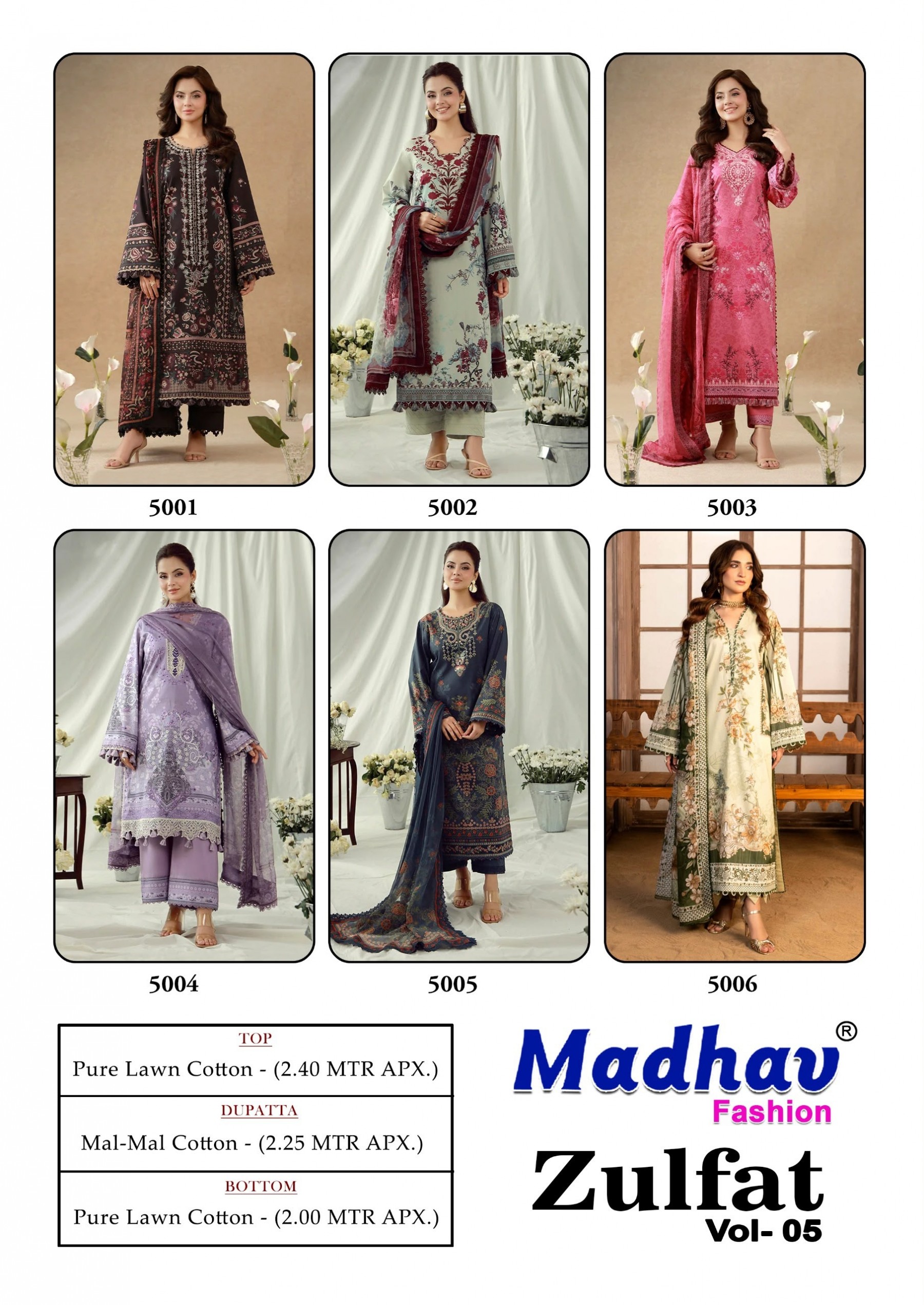 MADHAV FASHION | ZULFAT VOL 05 Pure Designer Cotton Collection