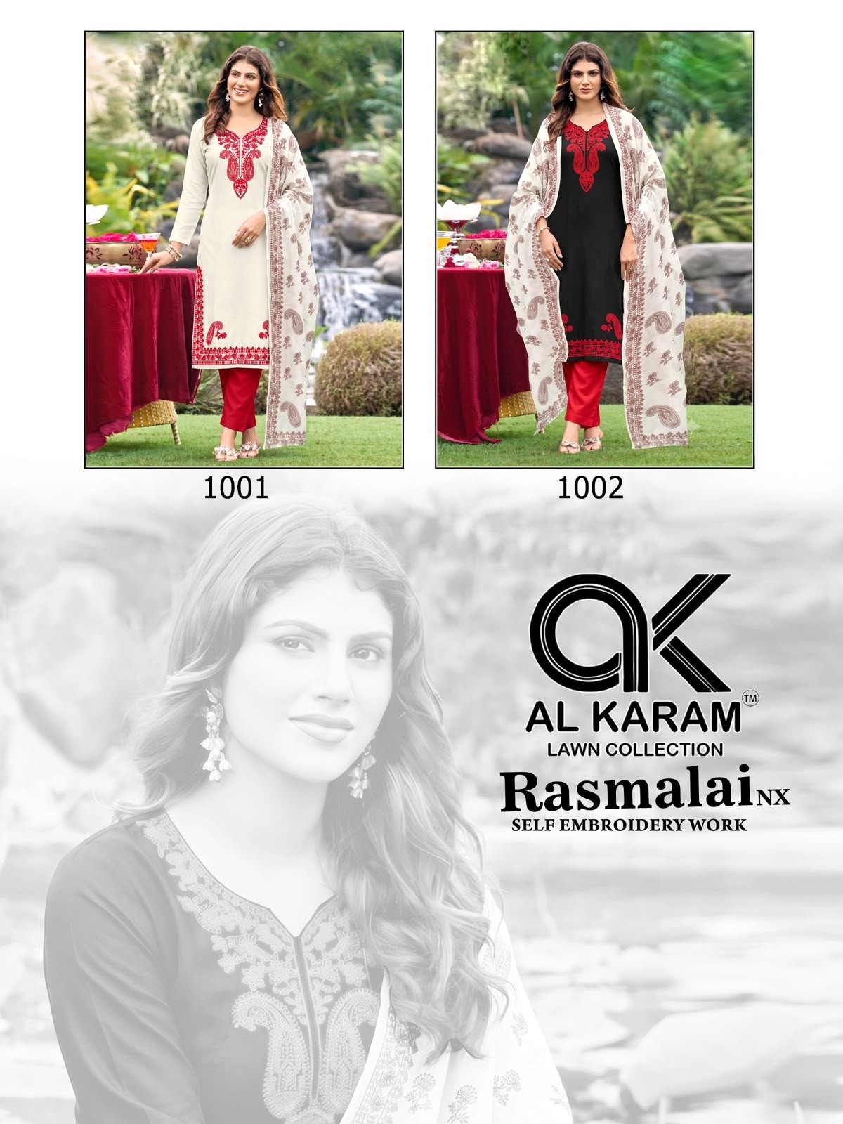 AL KARAM | RASMALAI NX | Rayon Self Embroidery Collection