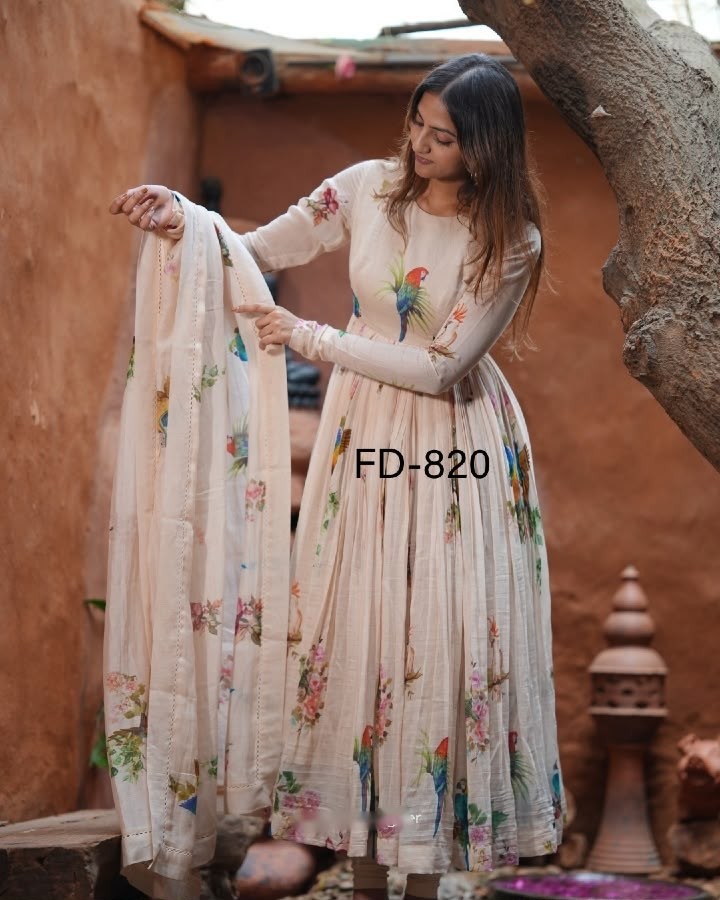 FD-820 | Witless Silk Digital Print Designer Gown Collection