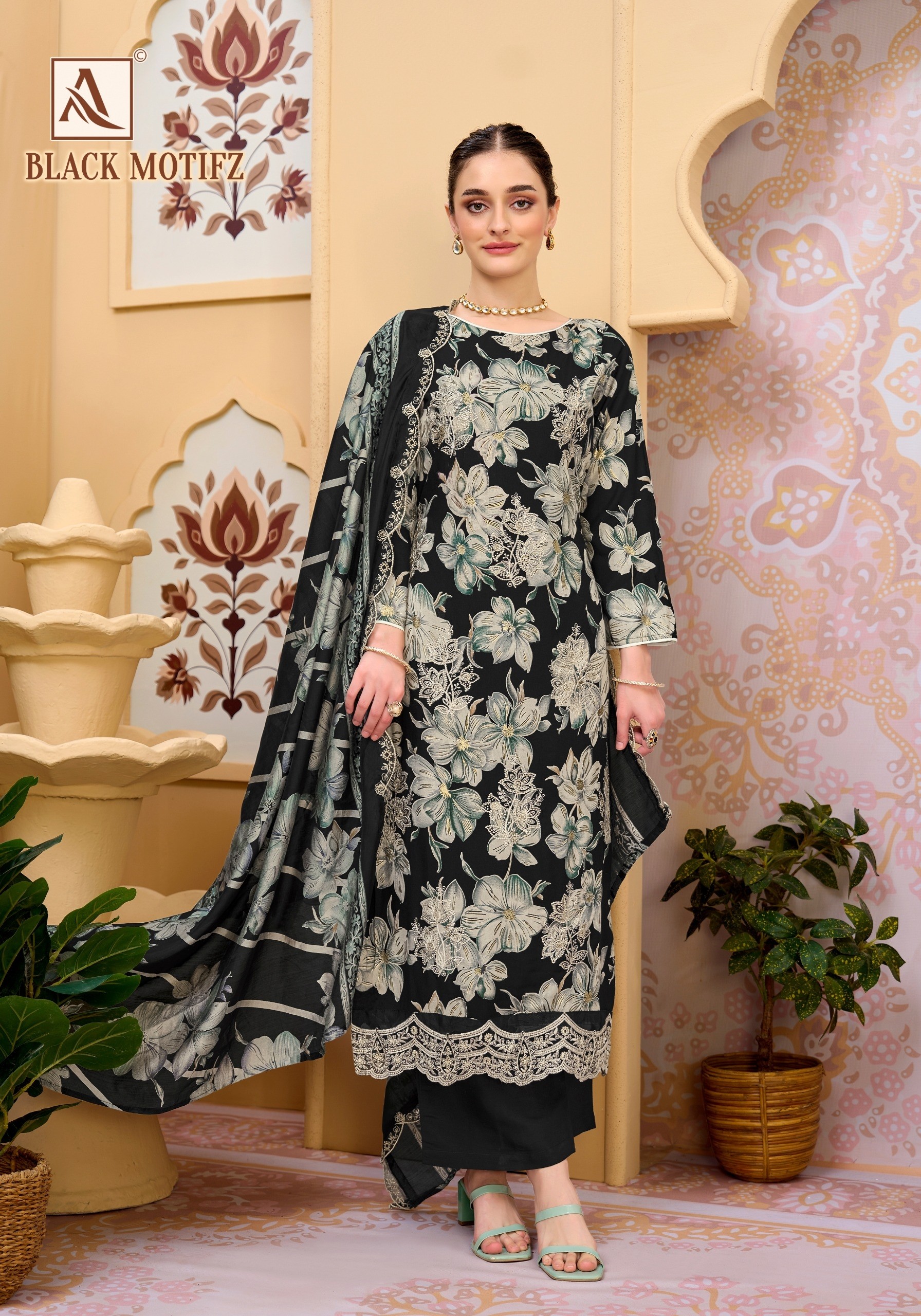ALOK SUIT | BLACK MOTIFZ | Viscose Reyon Designer Collection