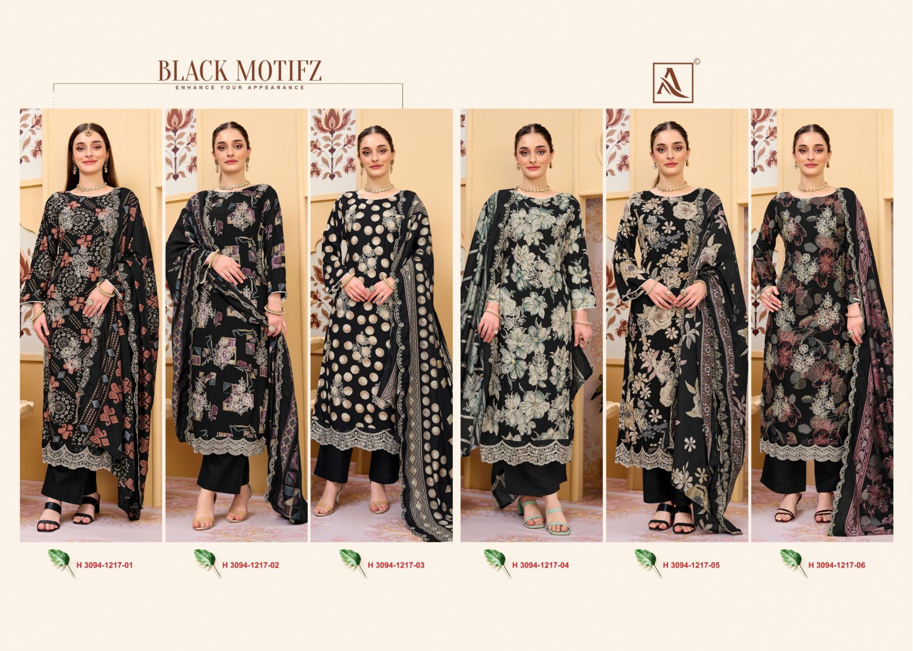ALOK SUIT | BLACK MOTIFZ | Viscose Reyon Designer Collection