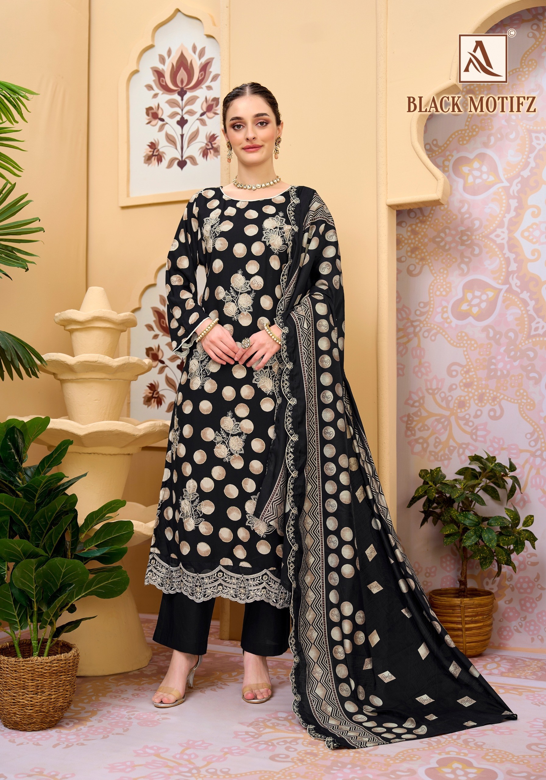 ALOK SUIT | BLACK MOTIFZ | Viscose Reyon Designer Collection