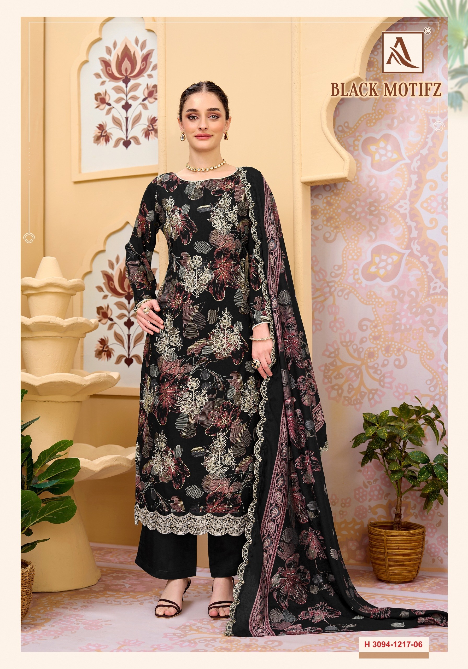 ALOK SUIT | BLACK MOTIFZ | Viscose Reyon Designer Collection