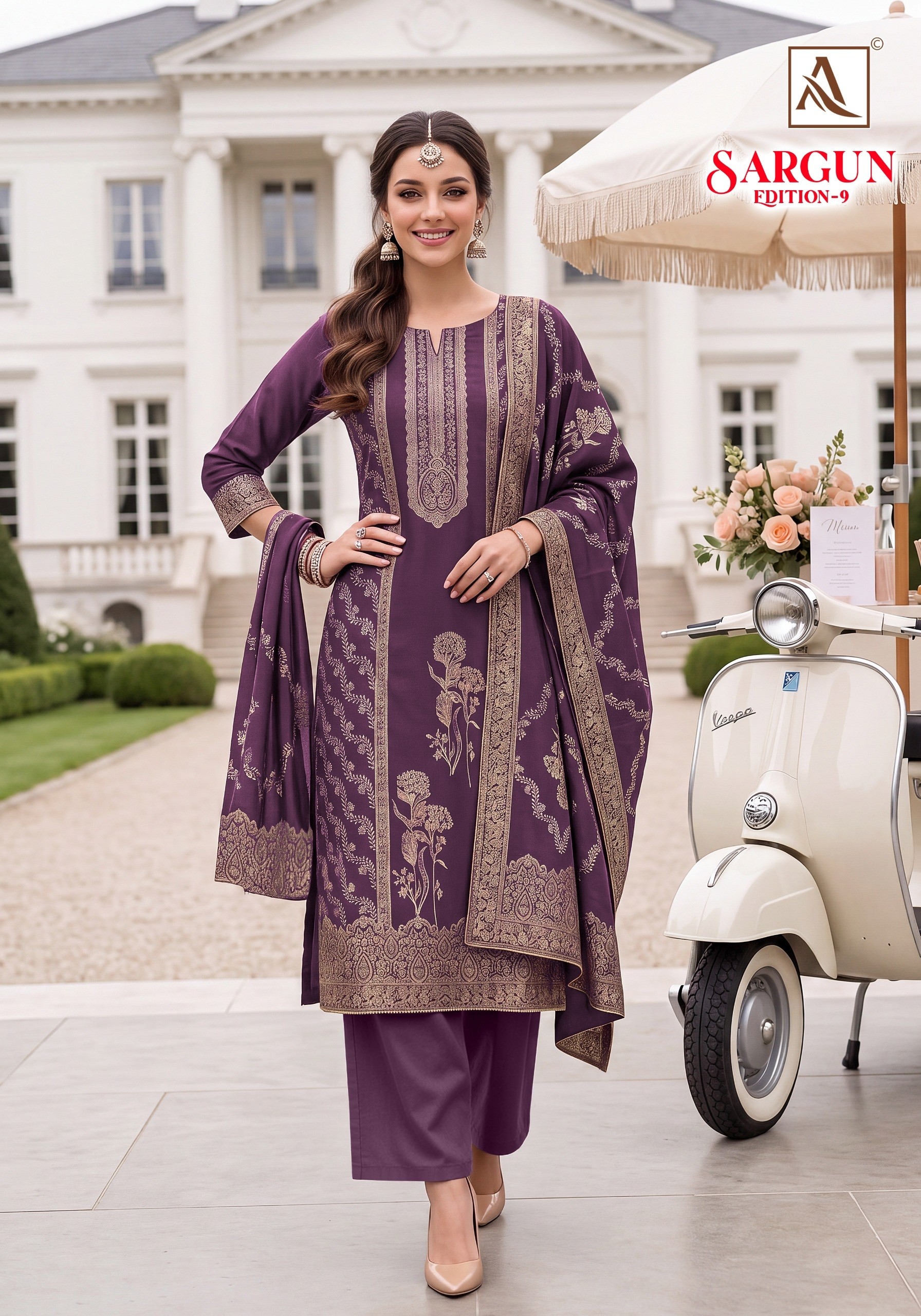 ALOK SUIT | SARGUN-9 | Viscose Maslin Jacquard Designer Collection