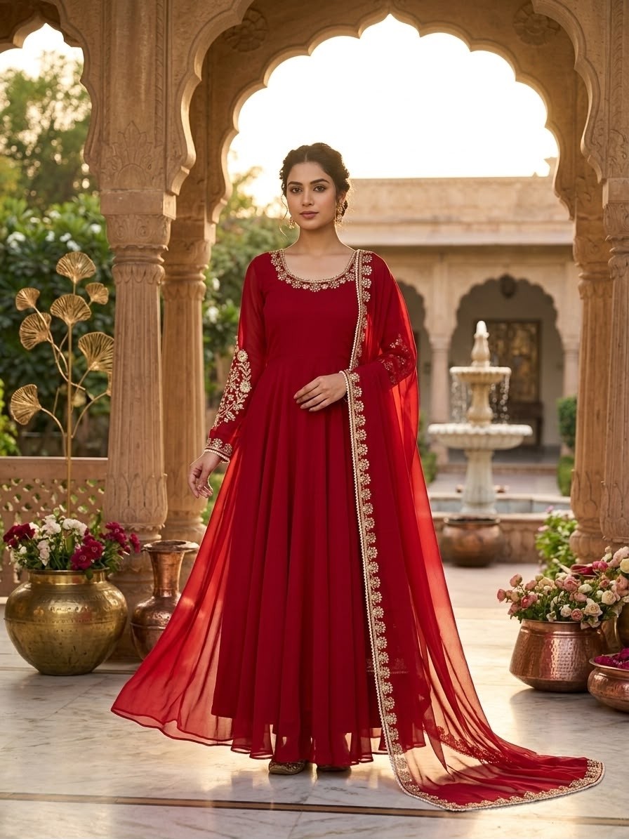 ZSR-3191 | Fox Georgette Embroidered Gown Collection