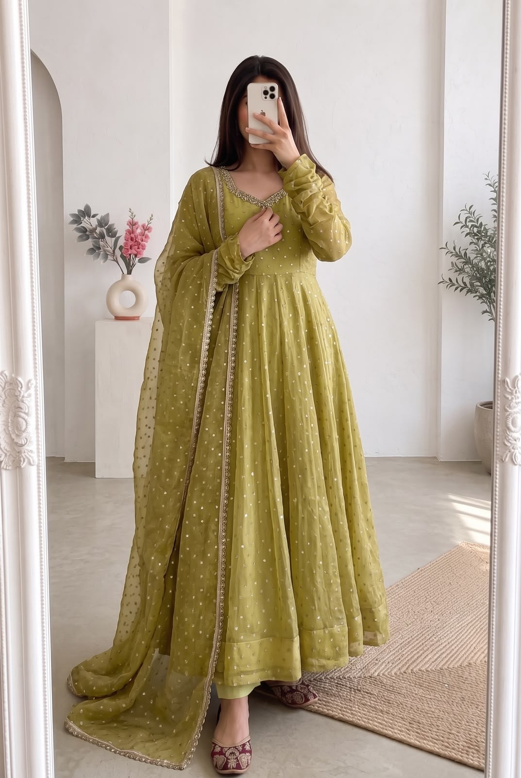 HD-736 | Heavy Moss Butti Silk Designer Gown Collection