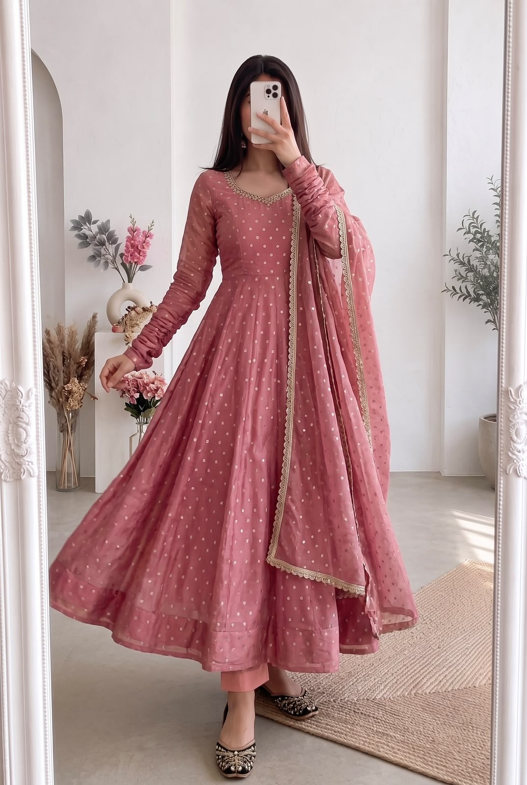 HD-736 | Heavy Moss Butti Silk Designer Gown Collection