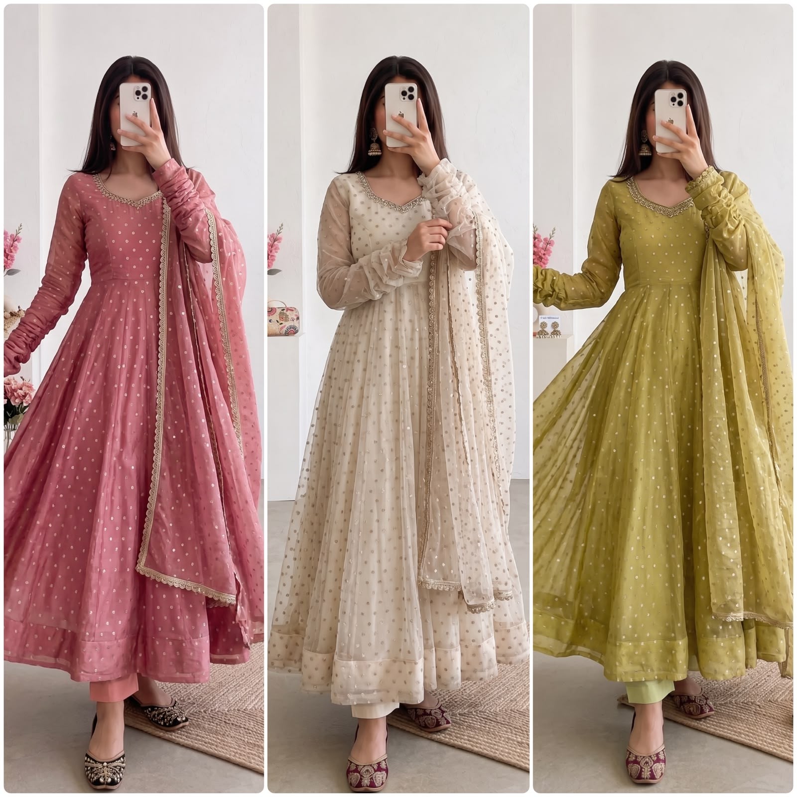 HD-736 | Heavy Moss Butti Silk Designer Gown Collection