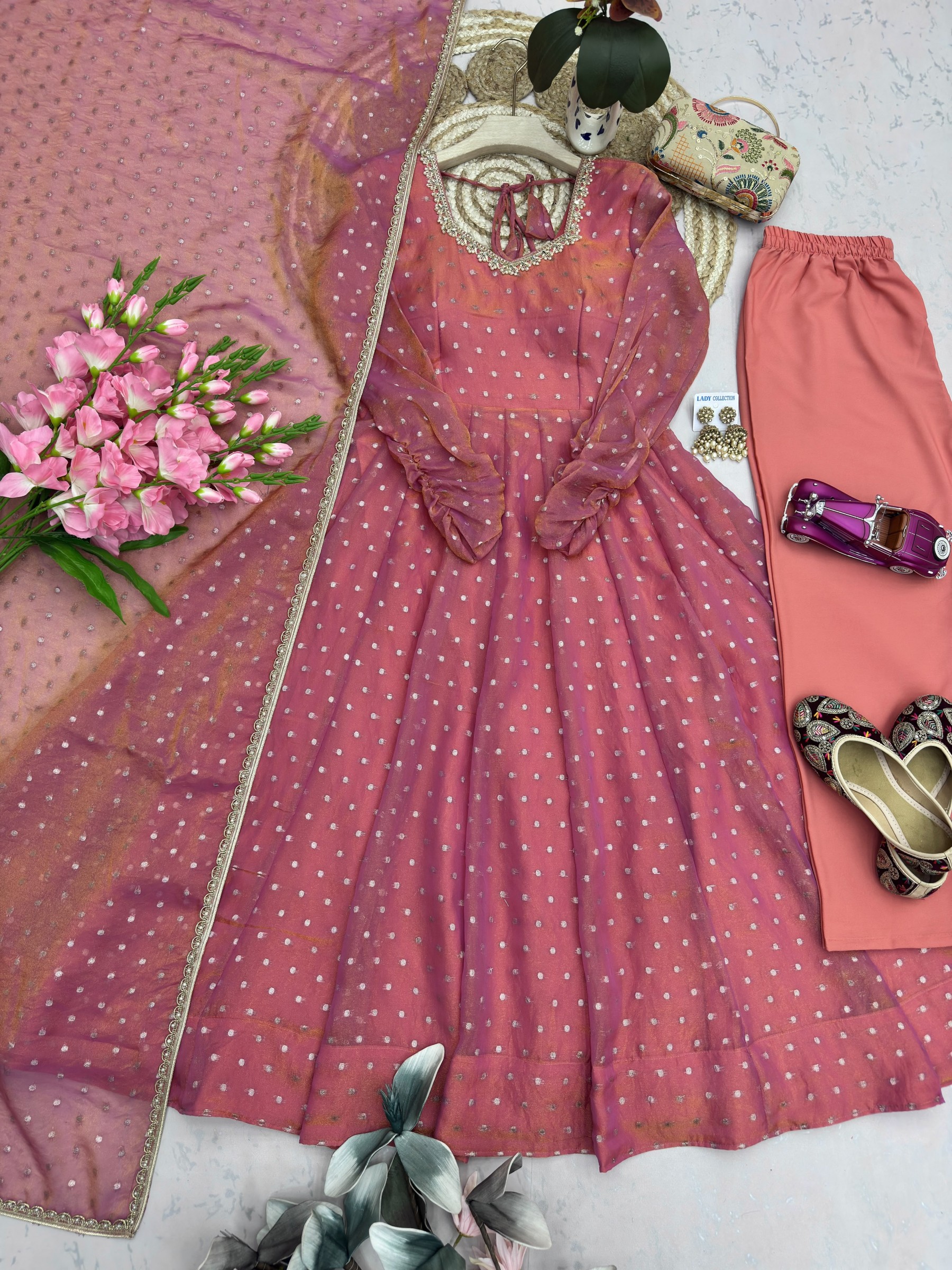 HD-736 | Heavy Moss Butti Silk Designer Gown Collection