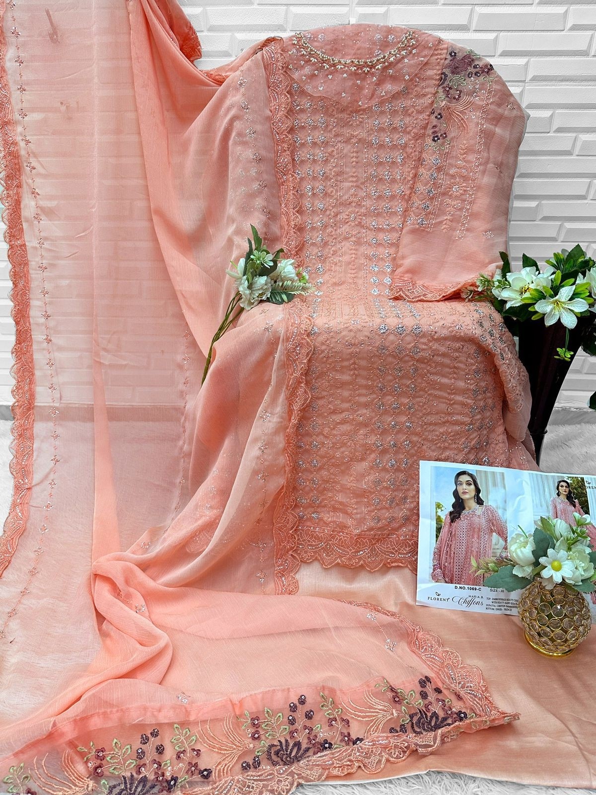 FLORENT HITS 1069 | Heavy Chiffon Hand Khatli Collection
