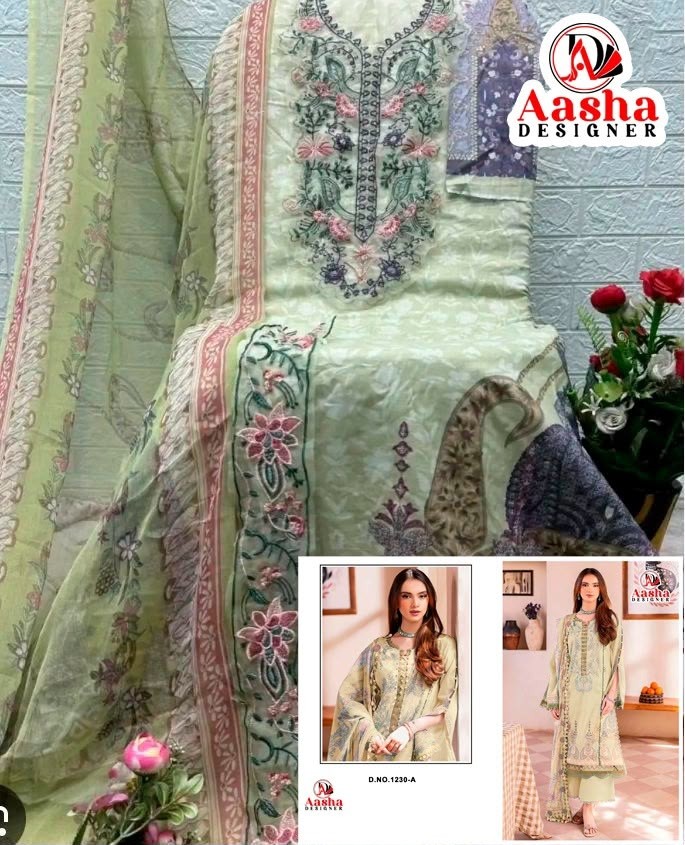 AASHA DESIGNER 1230 (AB) | Pure Cotton Patch Embroidery Collection
