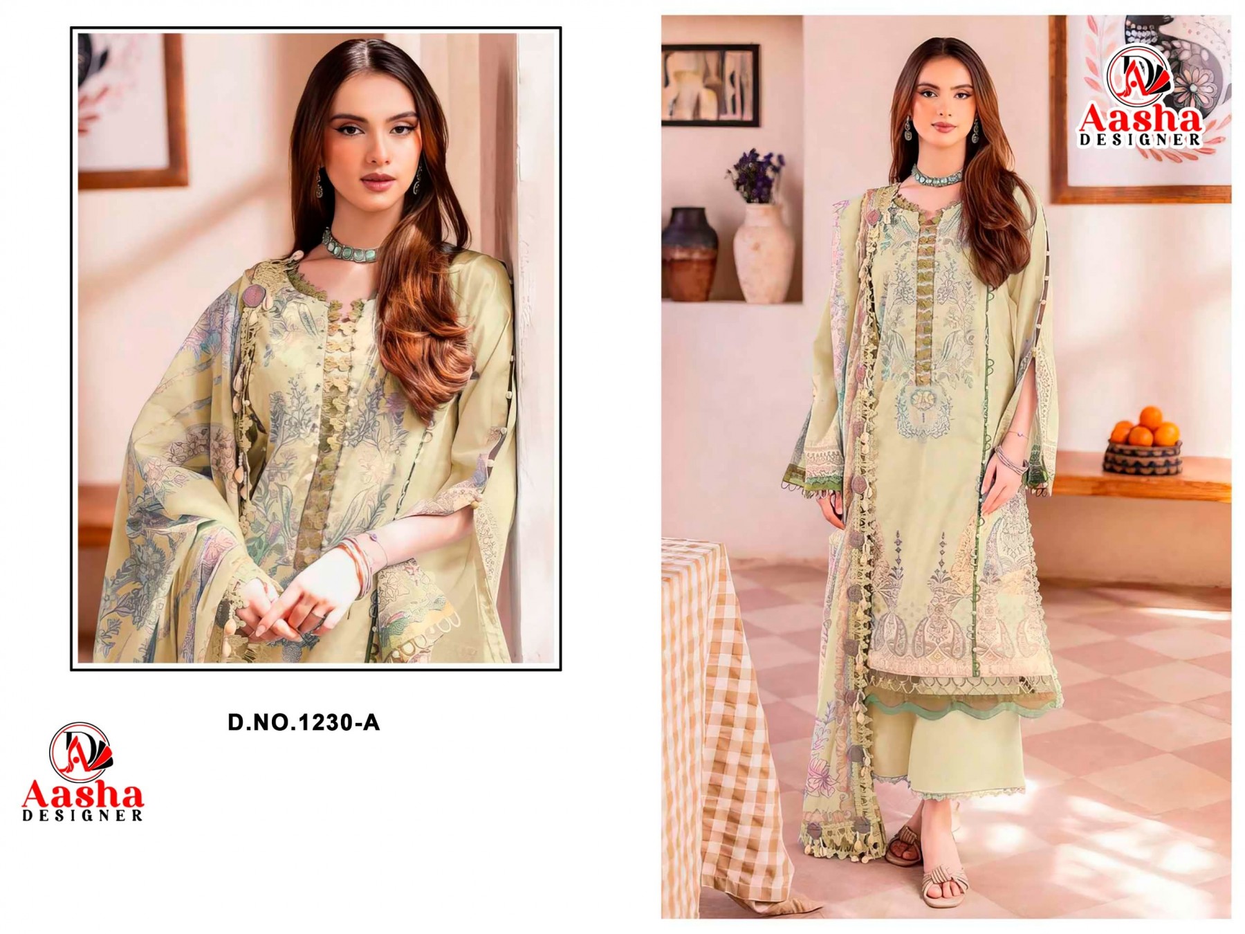 AASHA DESIGNER 1230 (AB) | Pure Cotton Patch Embroidery Collection