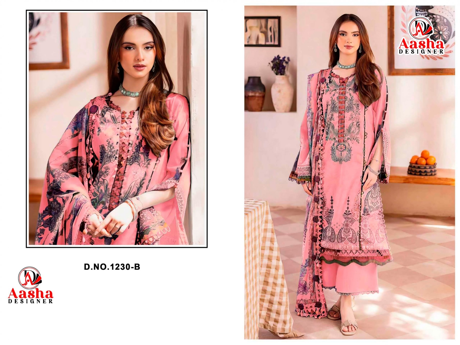 AASHA DESIGNER 1230 (AB) | Pure Cotton Patch Embroidery Collection