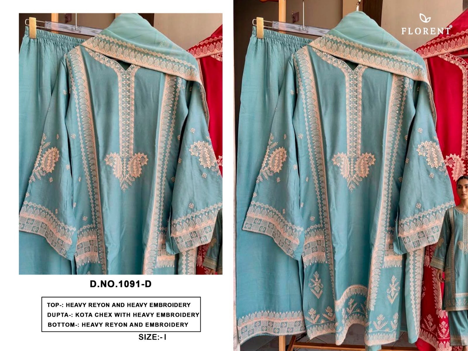 FLORENT 1091 CD | Heavy Rayon Embroidered Readymade Collection