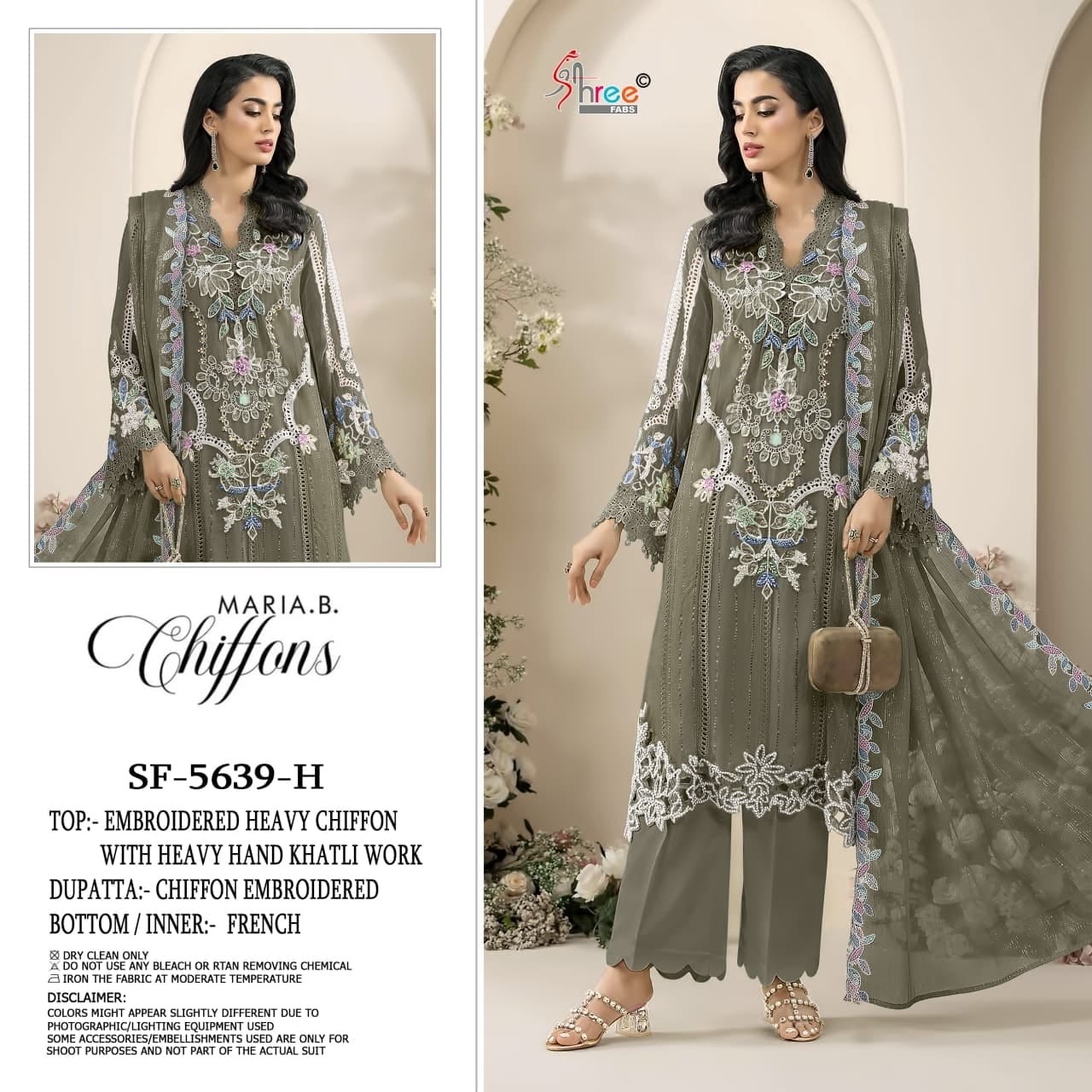 SF-5639 NEW COLOR | Heavy Chiffon Hand Khatli Collection