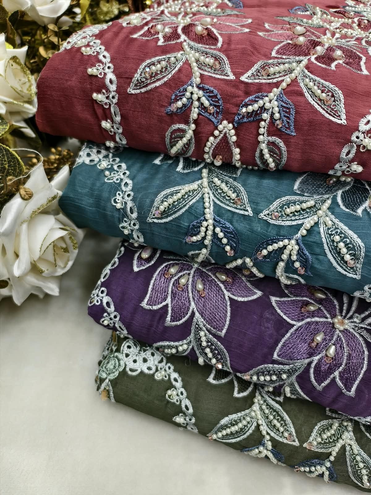 SF-5639 NEW COLOR | Heavy Chiffon Hand Khatli Collection