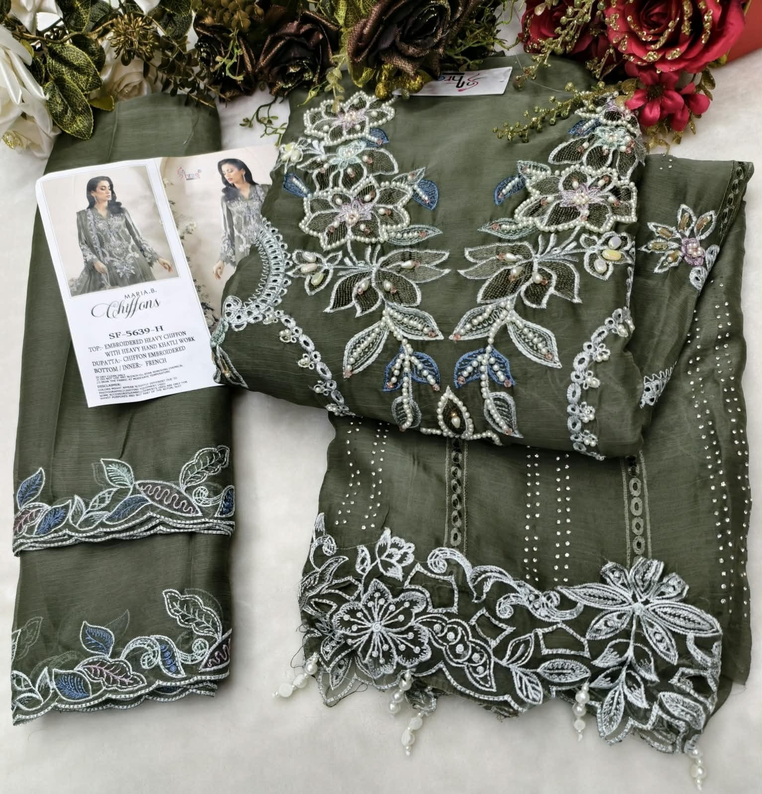 SF-5639 NEW COLOR | Heavy Chiffon Hand Khatli Collection
