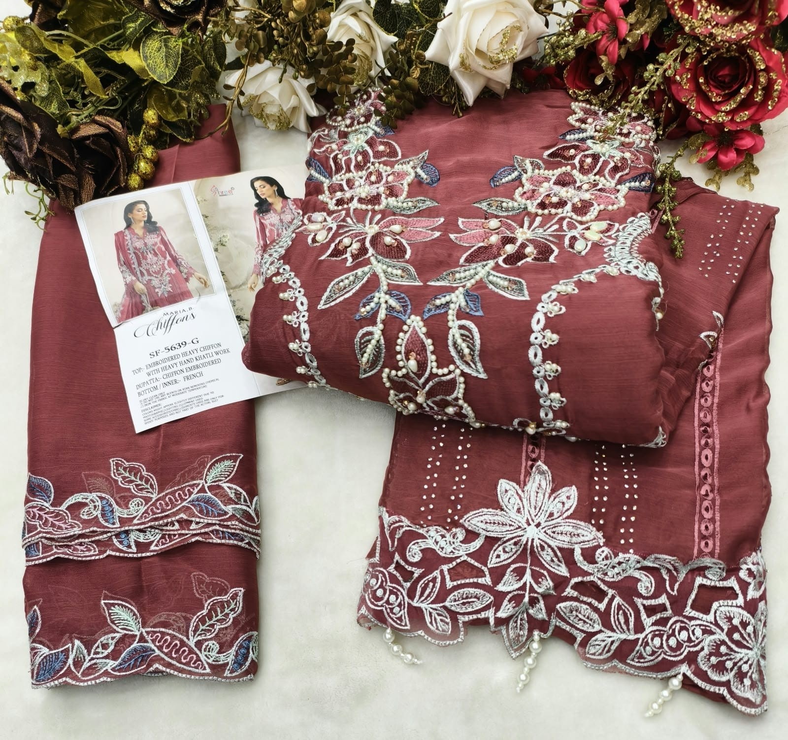 SF-5639 NEW COLOR | Heavy Chiffon Hand Khatli Collection