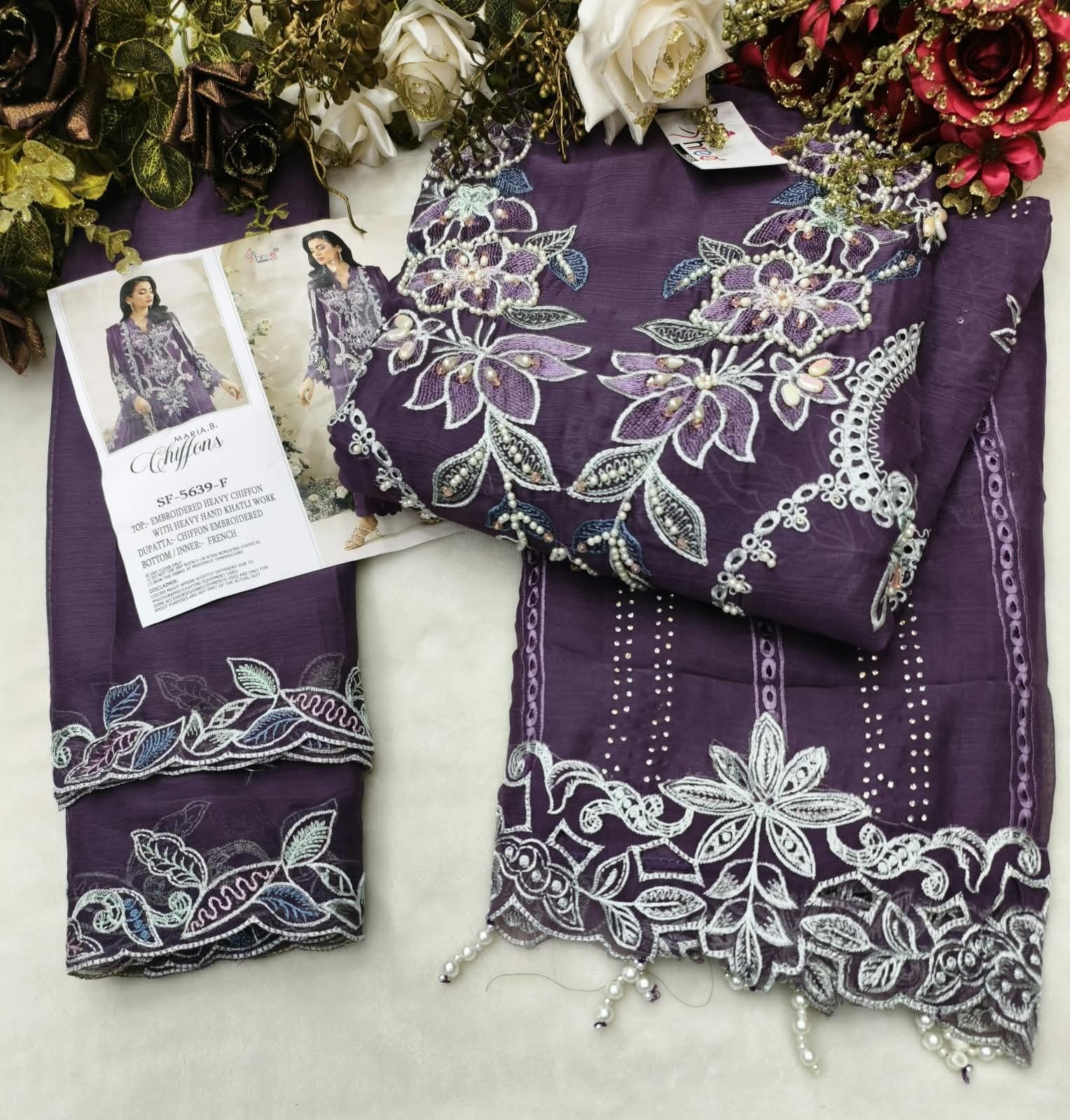 SF-5639 NEW COLOR | Heavy Chiffon Hand Khatli Collection