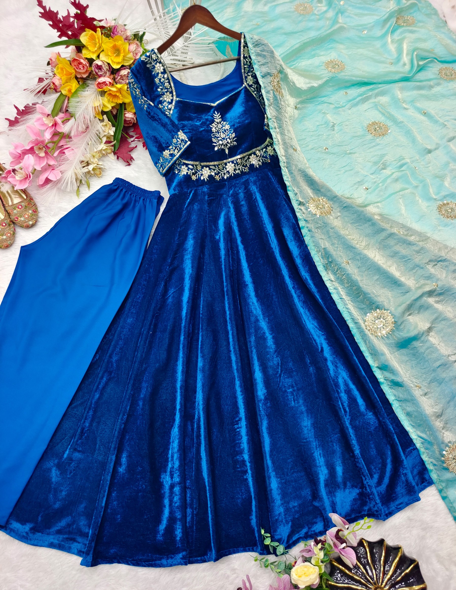 FD-821 | Viscous Velvet Sequin Embroidered Gown Collection