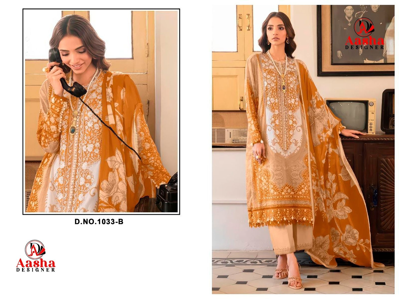 AASHA DESIGNER | Cotton Embroidery Collection ASD-1033 & 1034