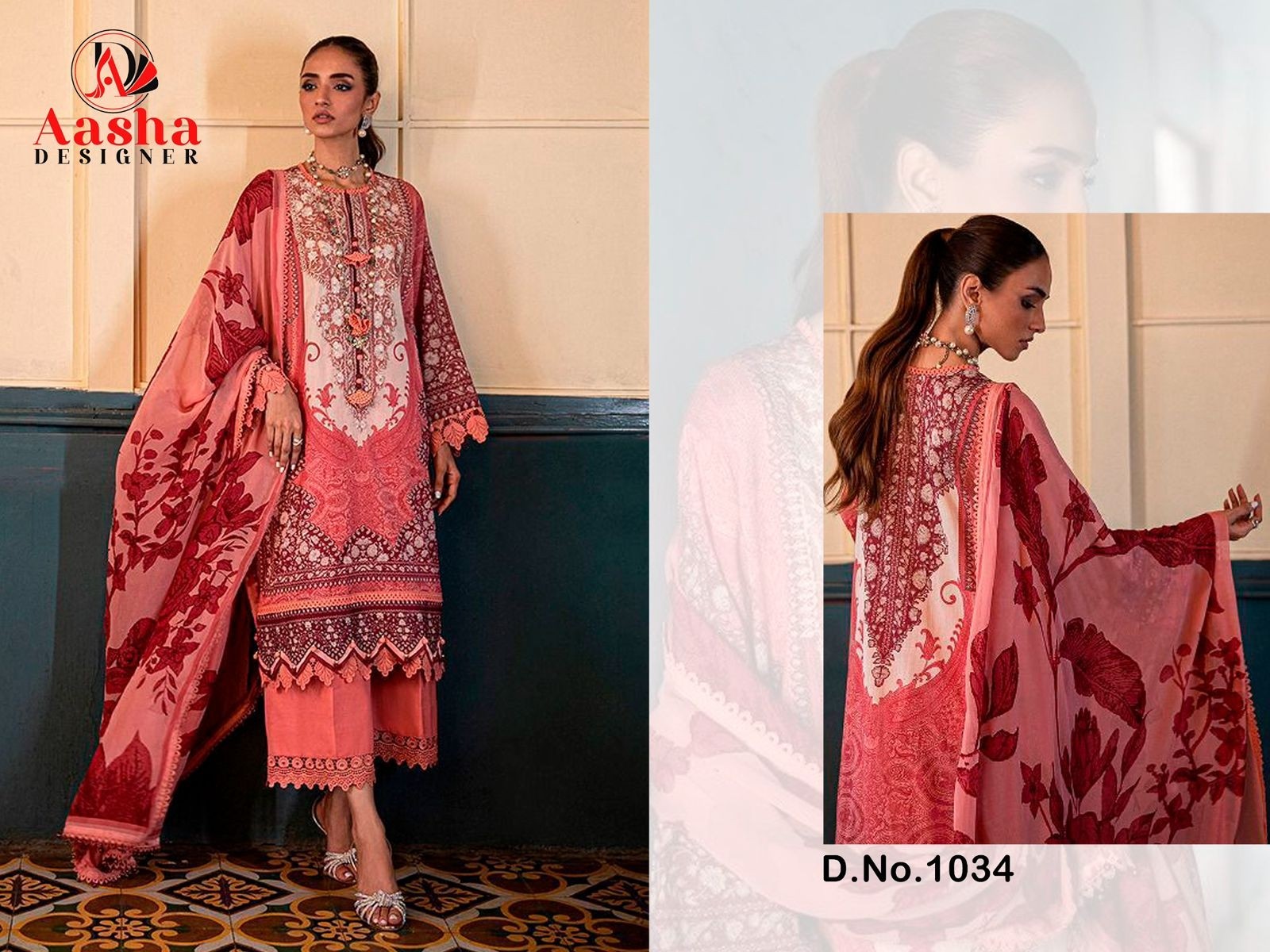 AASHA DESIGNER | Cotton Embroidery Collection ASD-1033 & 1034