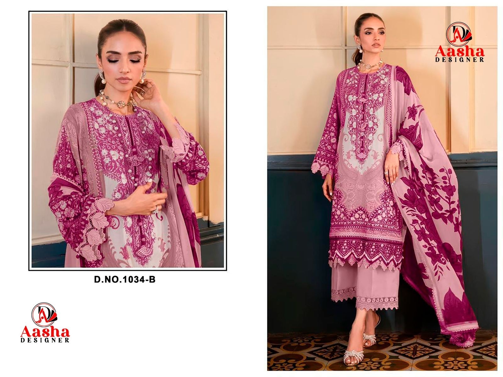 AASHA DESIGNER | Cotton Embroidery Collection ASD-1033 & 1034