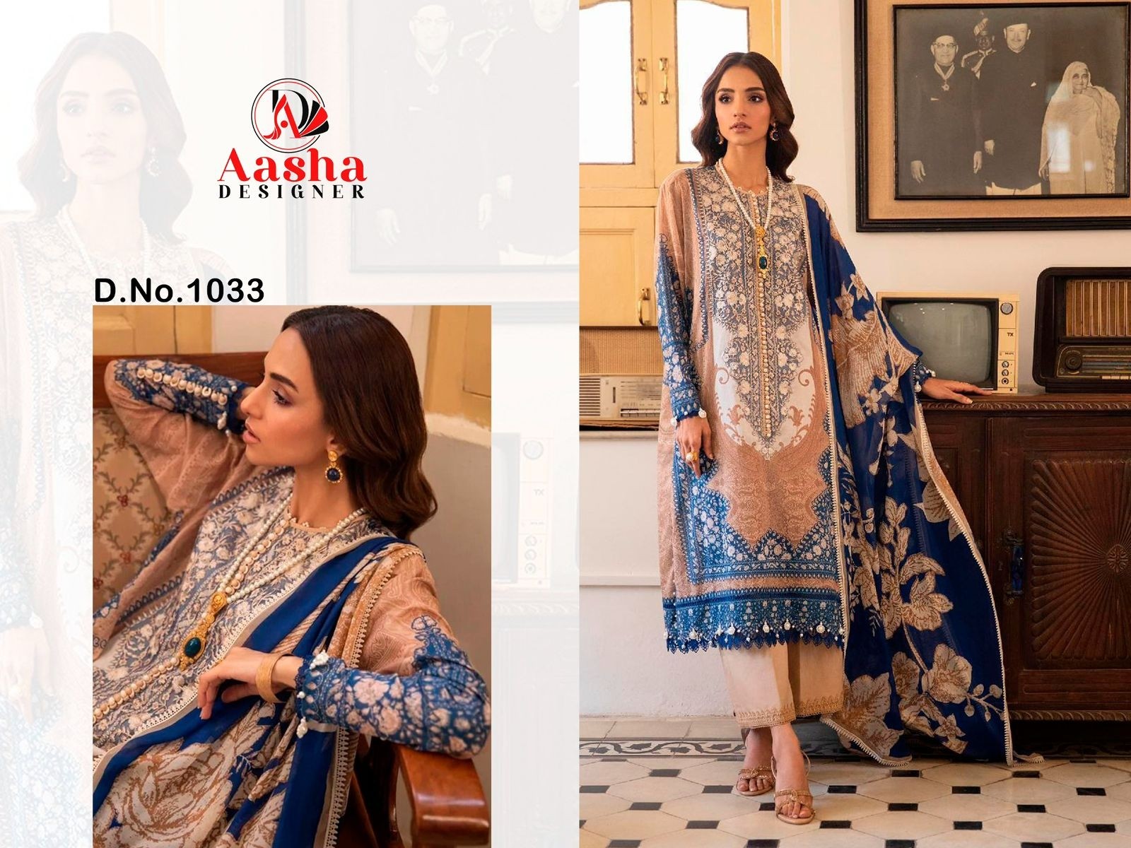 AASHA DESIGNER | Cotton Embroidery Collection ASD-1033 & 1034