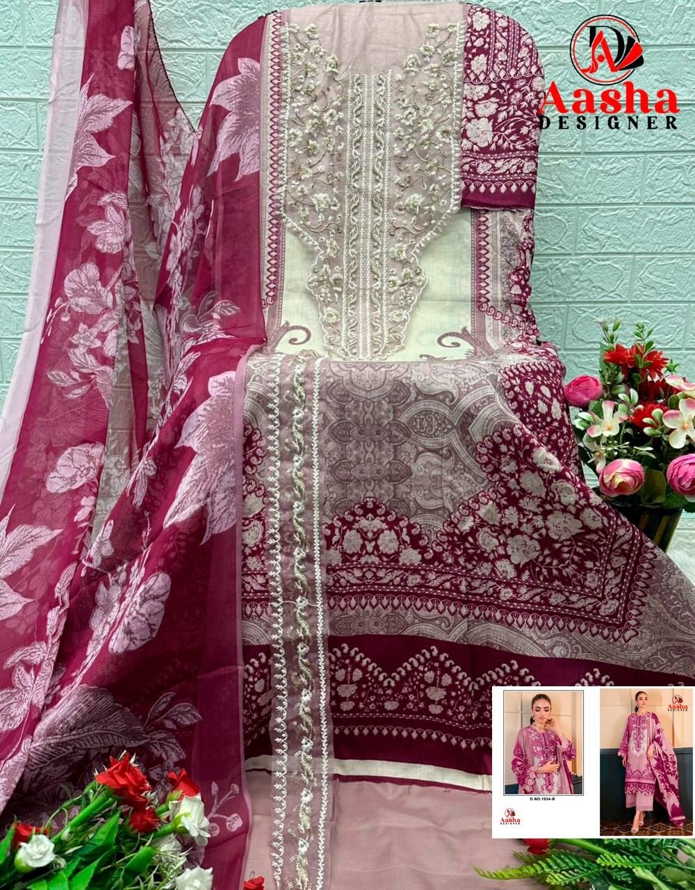 AASHA DESIGNER | Cotton Embroidery Collection ASD-1033 & 1034