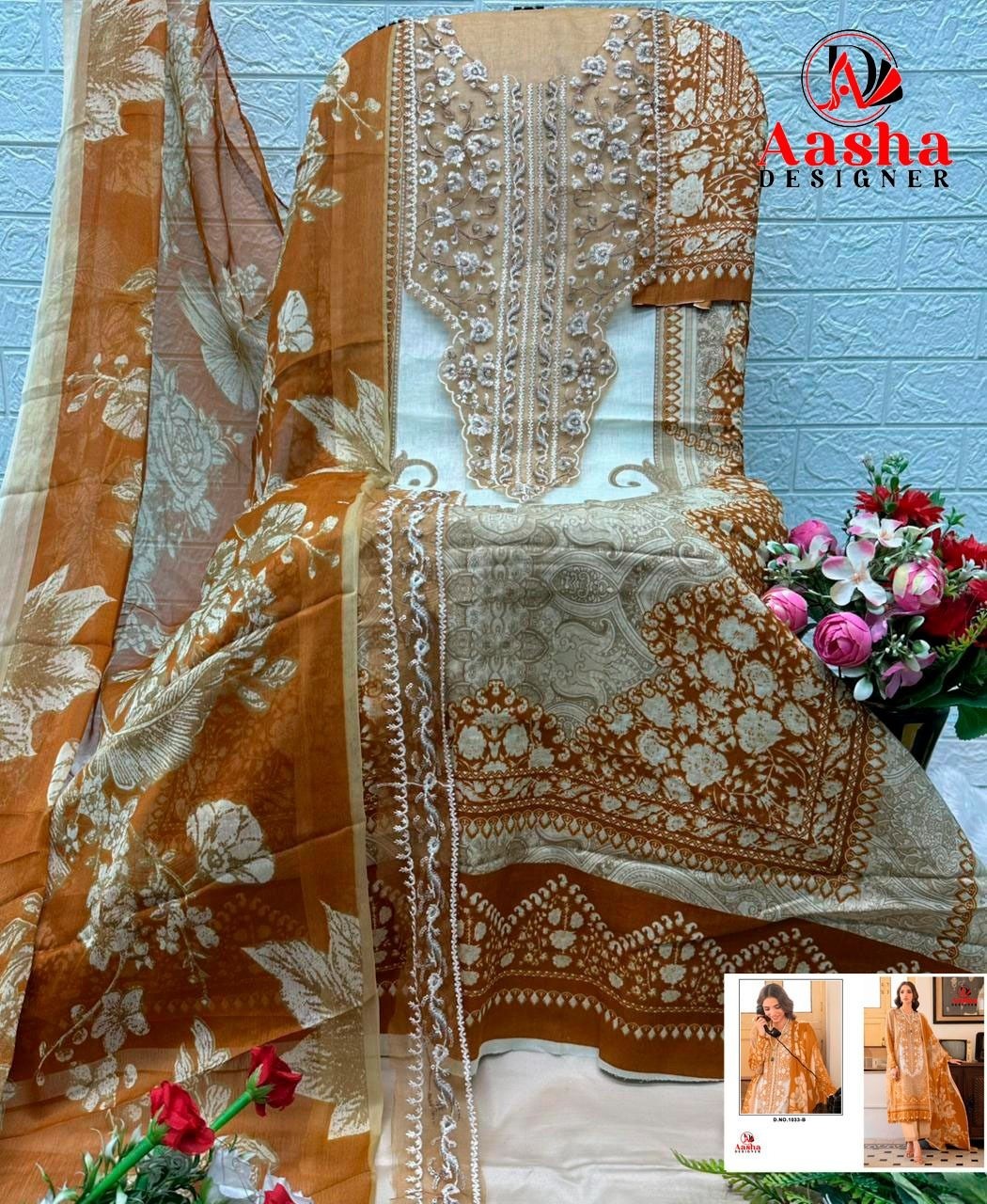 AASHA DESIGNER | Cotton Embroidery Collection ASD-1033 & 1034