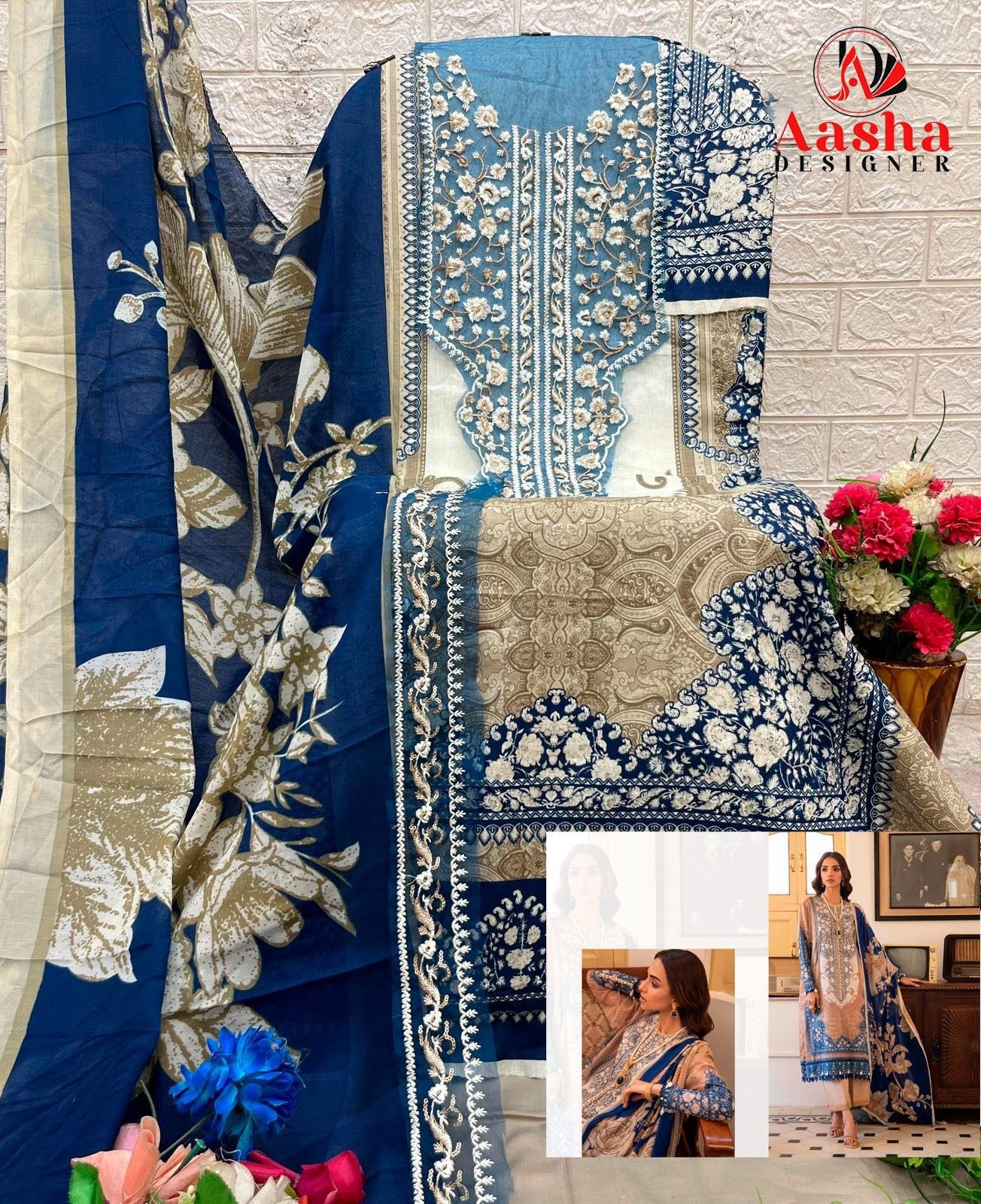 AASHA DESIGNER | Cotton Embroidery Collection ASD-1033 & 1034