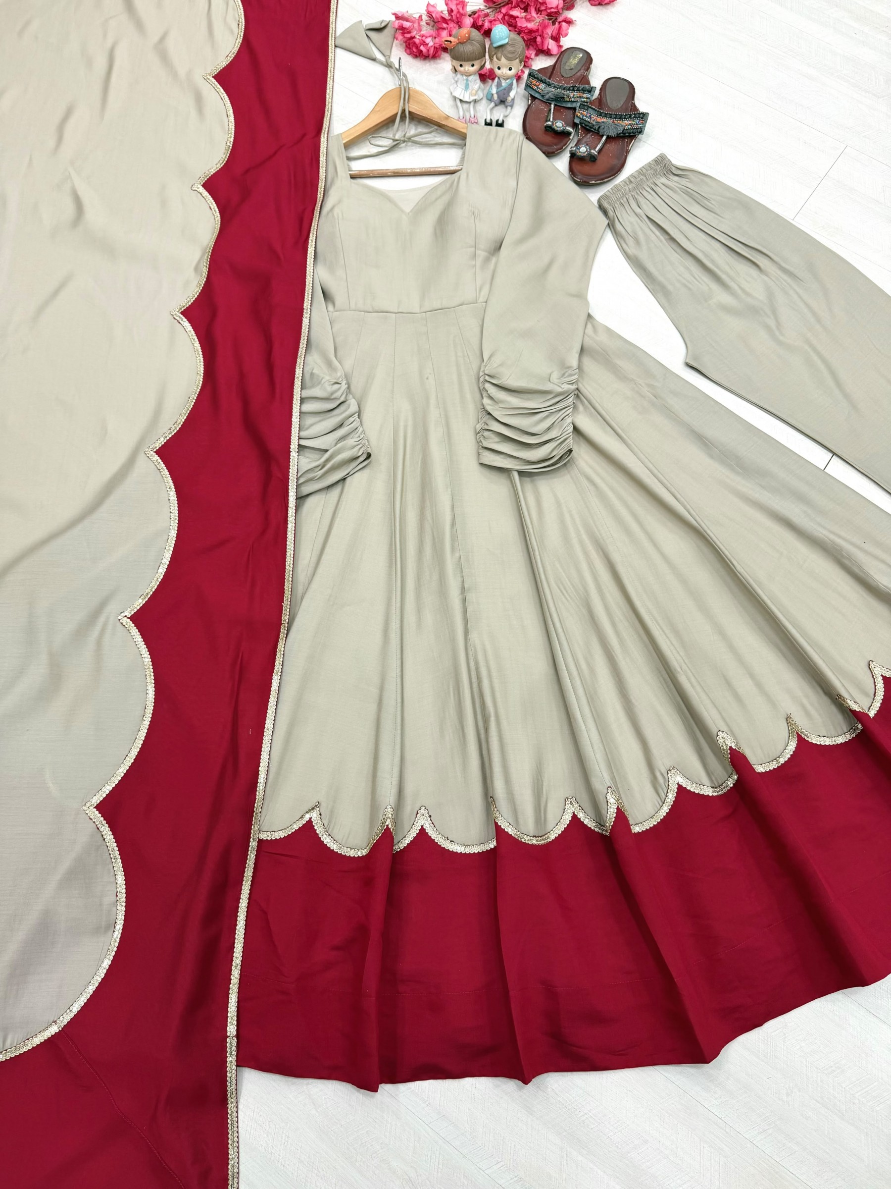 AD249 | Pure Roman Silk Designer Anarkali Collection