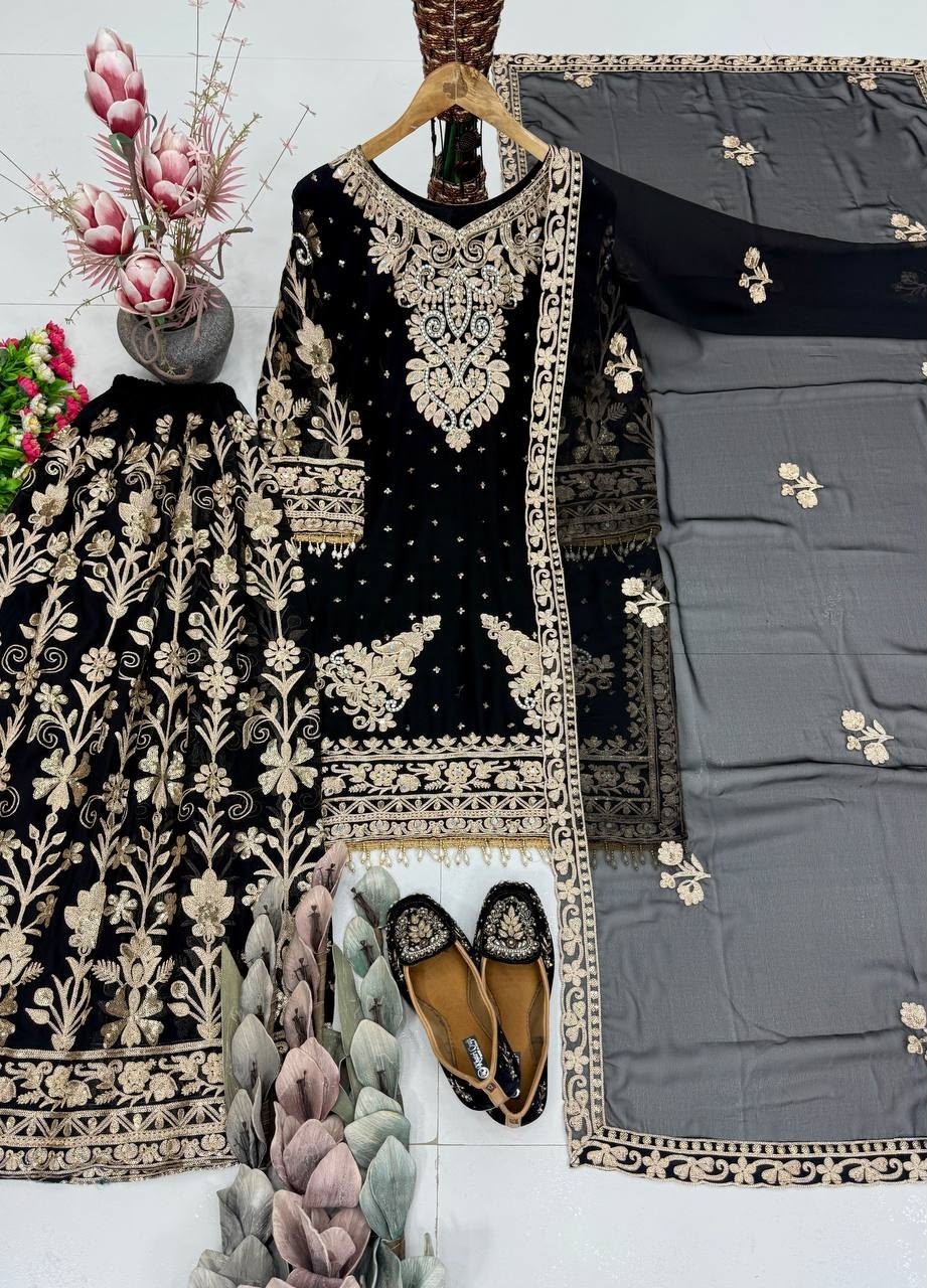 KF-1733 | Heavy Faux Georgette Designer Palazzo Suit | Passion for Fashion