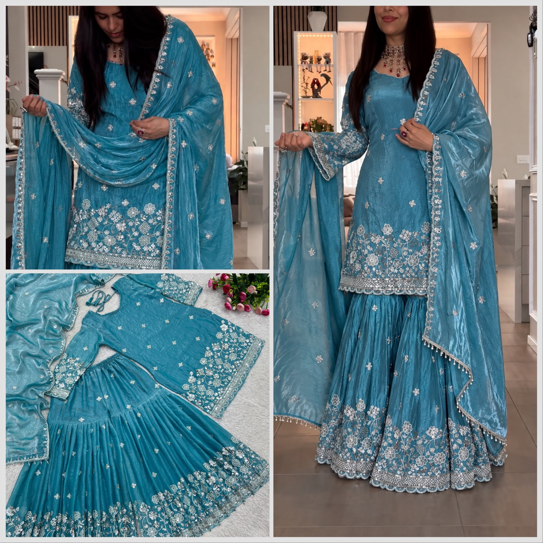 DHK-1409 Heavy Frendy Silk Designer Sharara Collection
