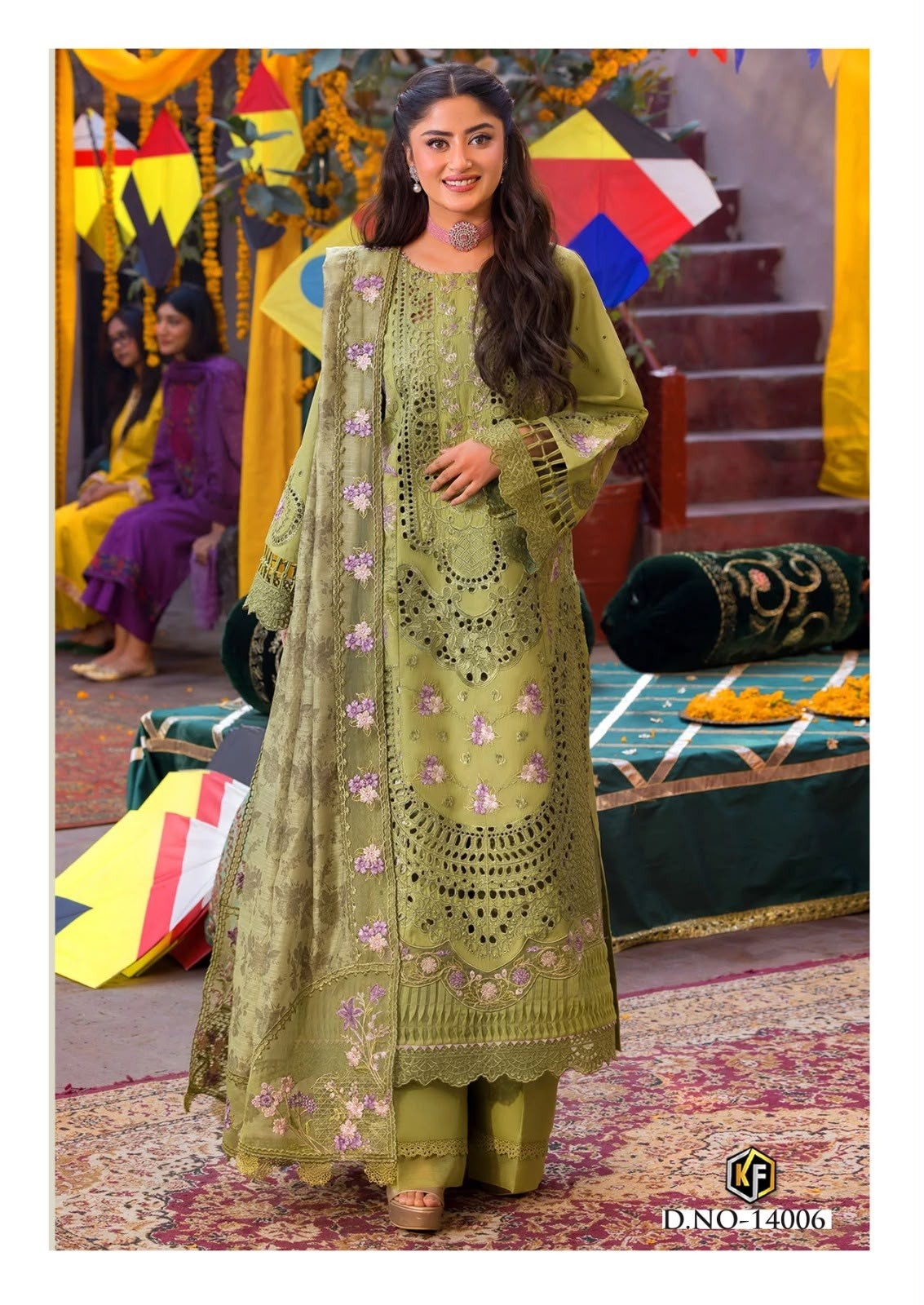 Shop KEVAL FAB KANEEZ Luxury Collection Vol. 14 Design 06 with Pure Heavy Lawn Cotton top and bottom, Pure Cotton dupatta and exclusive bag packing at ₹430 + GST.