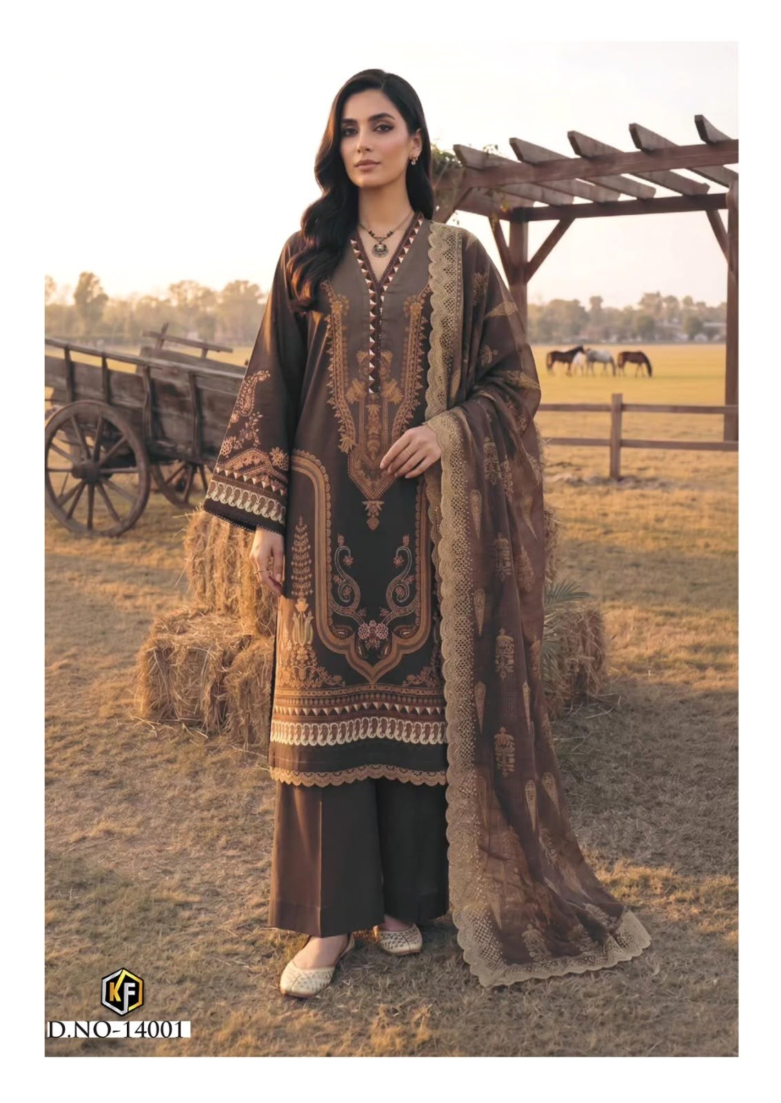 Shop KEVAL FAB KANEEZ Luxury Collection Vol. 14 Design 06 with Pure Heavy Lawn Cotton top and bottom, Pure Cotton dupatta and exclusive bag packing at ₹430 + GST.
