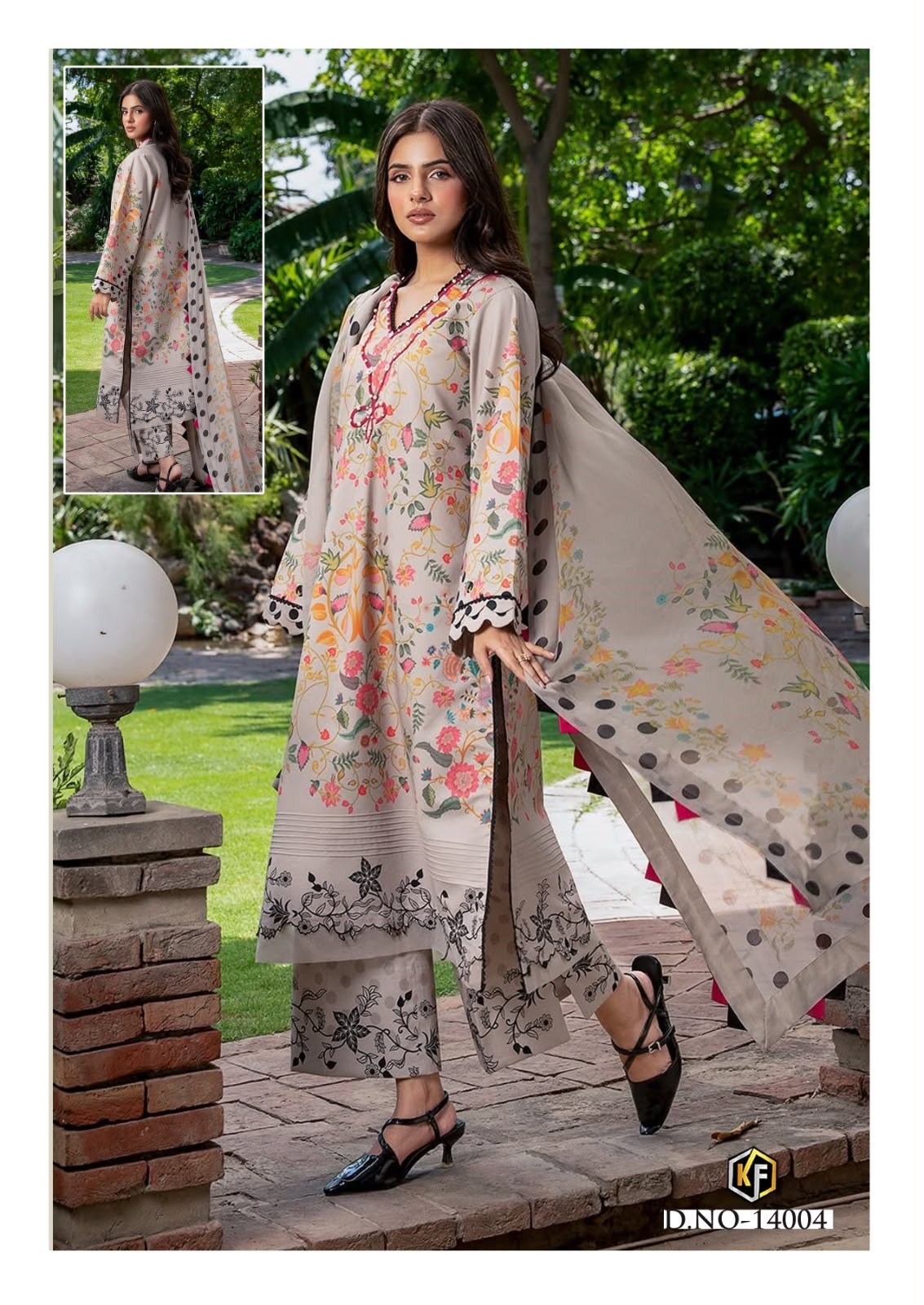 Shop KEVAL FAB KANEEZ Luxury Collection Vol. 14 Design 06 with Pure Heavy Lawn Cotton top and bottom, Pure Cotton dupatta and exclusive bag packing at ₹430 + GST.