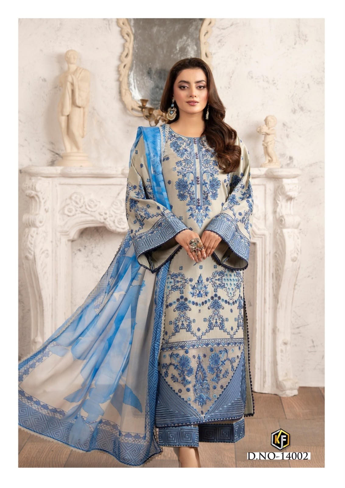 Shop KEVAL FAB KANEEZ Luxury Collection Vol. 14 Design 06 with Pure Heavy Lawn Cotton top and bottom, Pure Cotton dupatta and exclusive bag packing at ₹430 + GST.