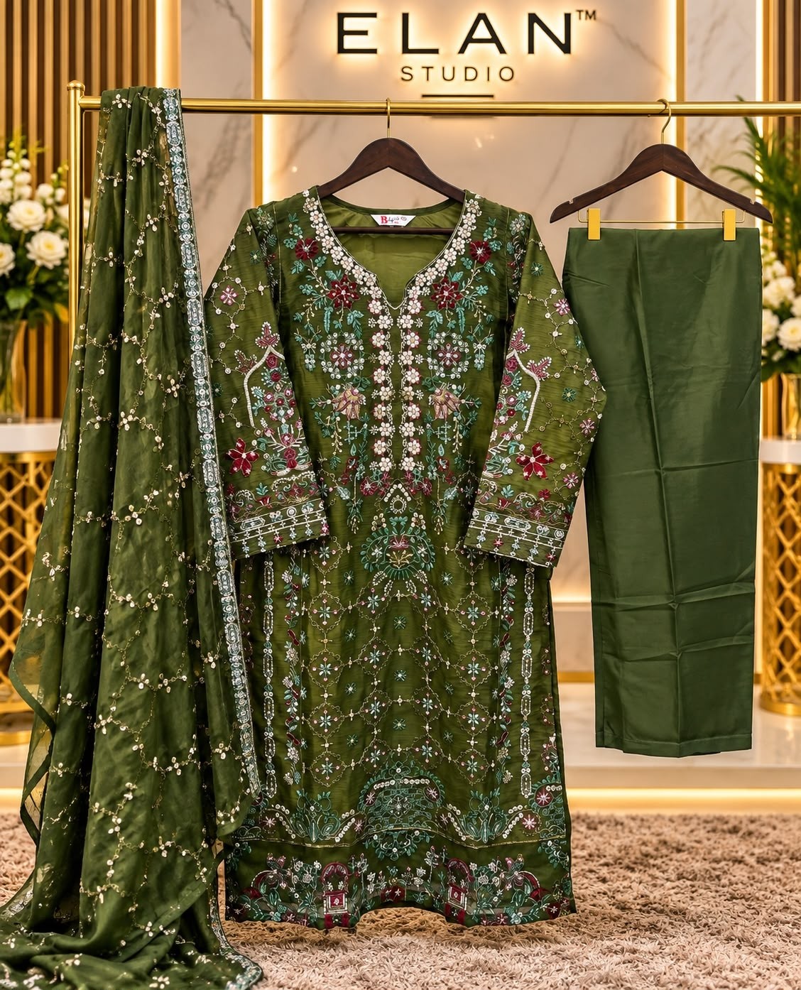 BILQIS B-287 Chiffon Heavy Embroidered Designer Suit