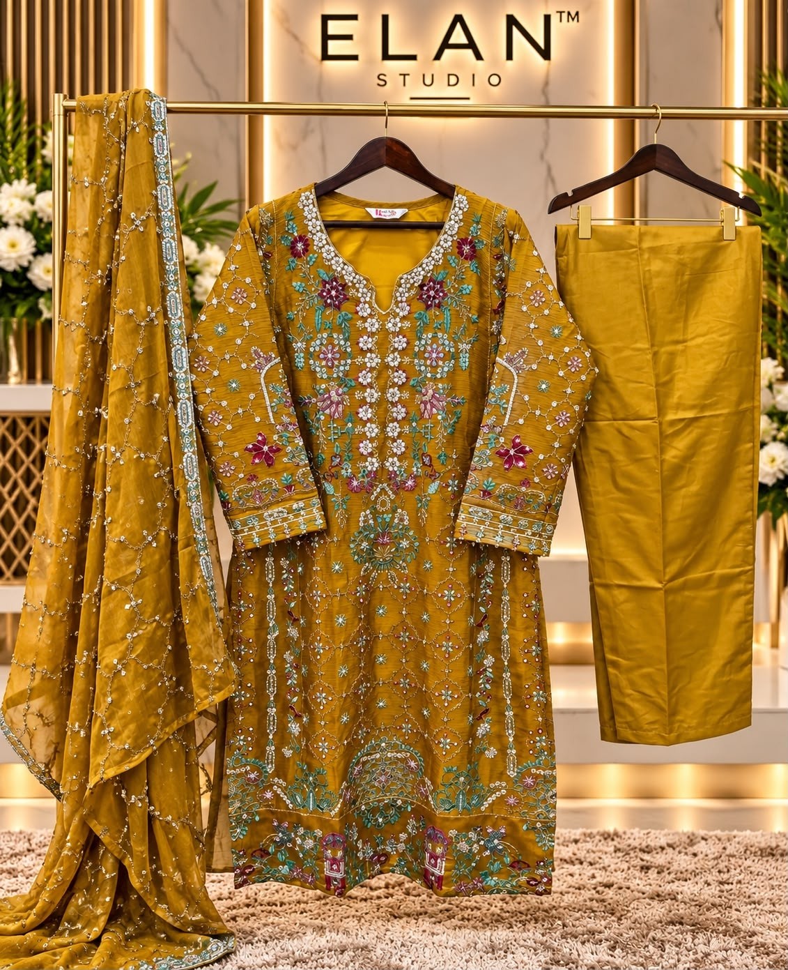 BILQIS B-287 Chiffon Heavy Embroidered Designer Suit